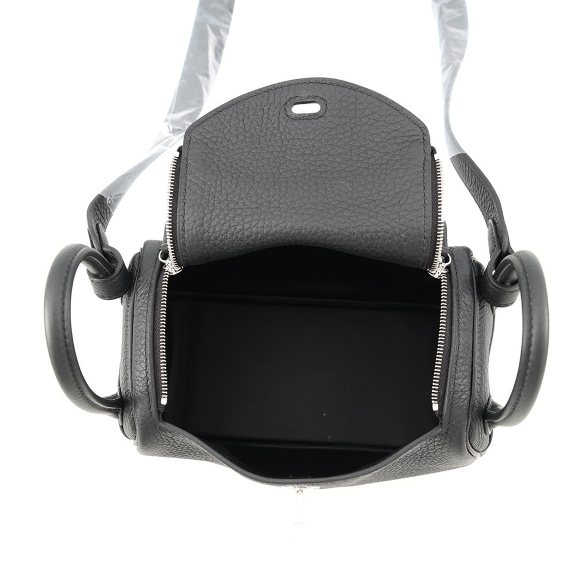 Hermes Black Taurillon Clemence Leather Handbag Shoulder Bag