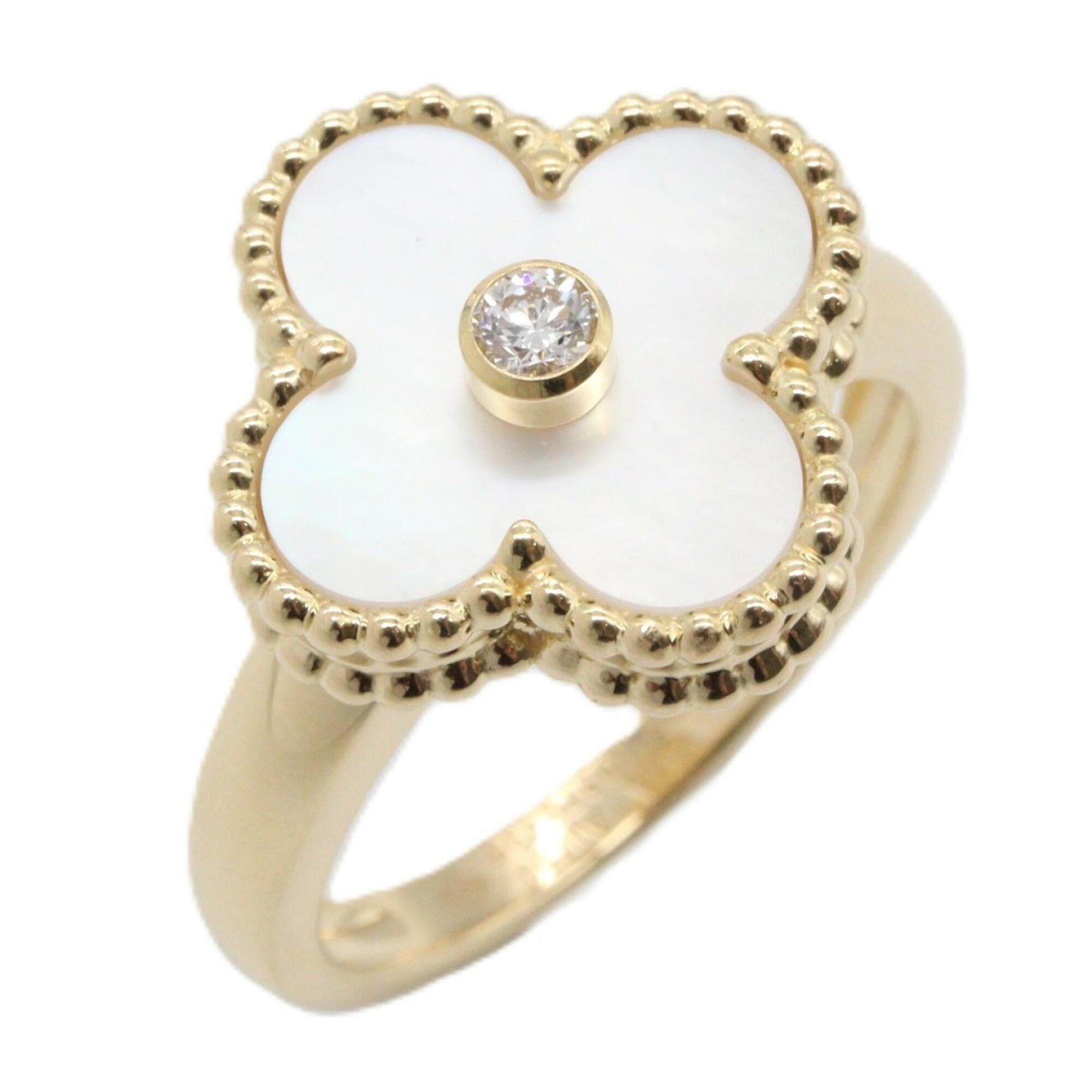 Van Cleef & Arpels Gold Clear White Band Ring (Pre-Owned)