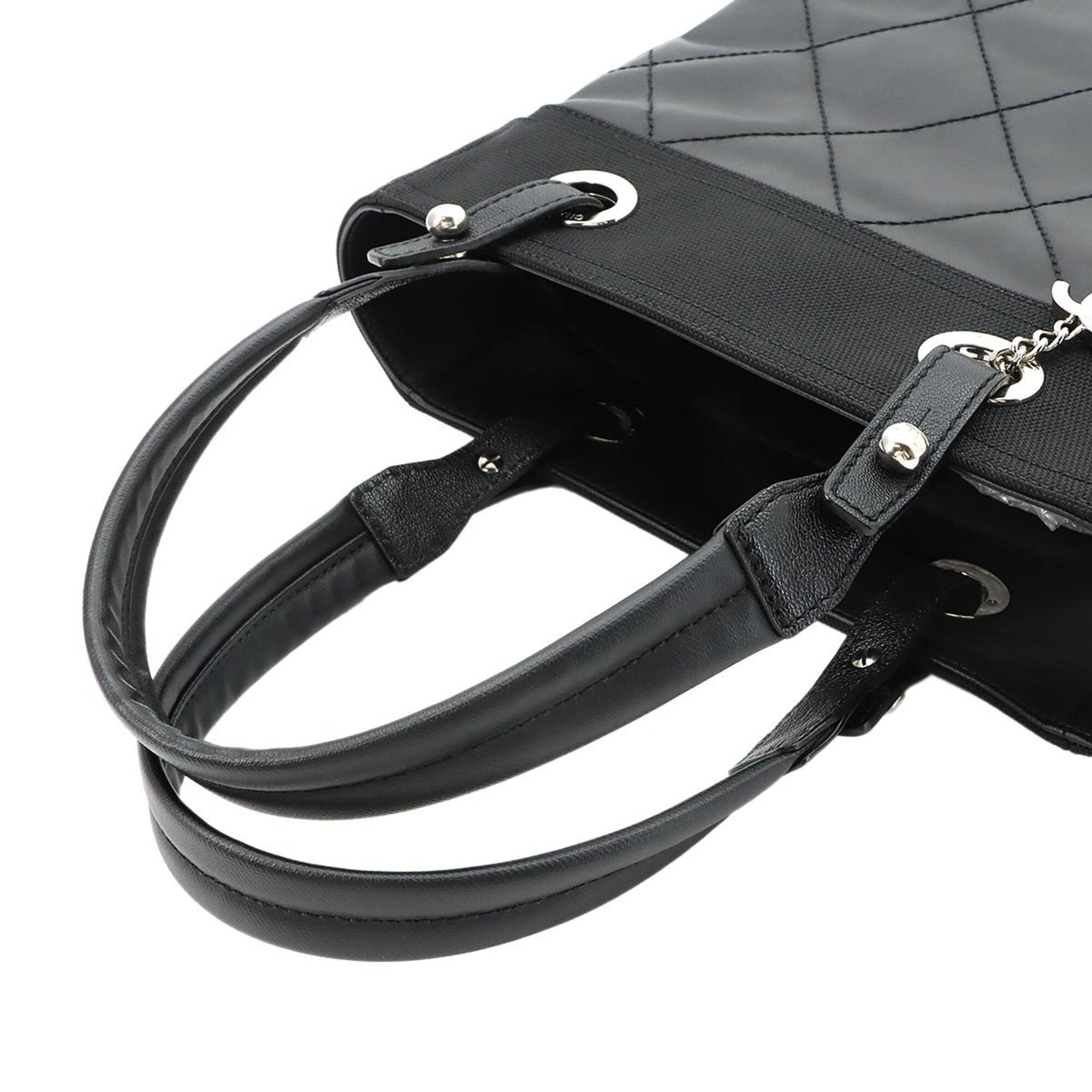 Chanel Black Nylon Pvc Leather Handbag Tote Bag (Pre-Owned)