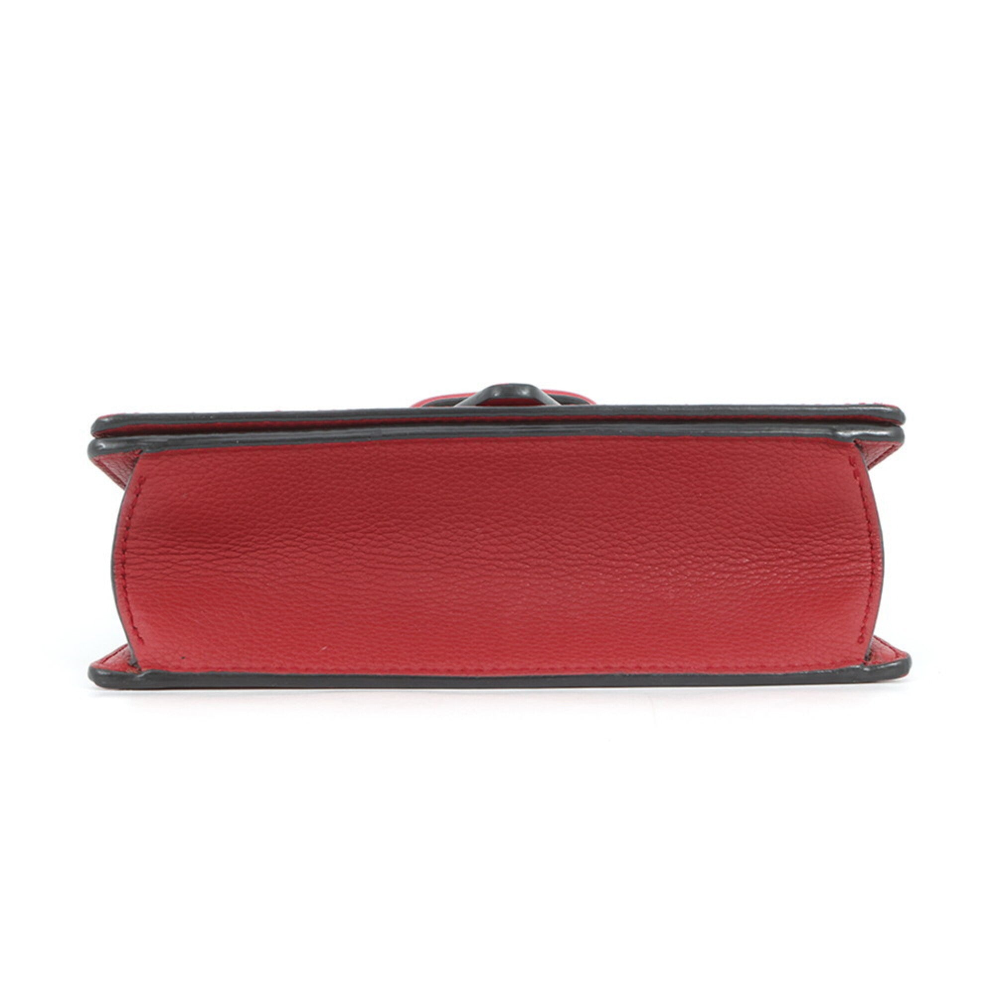 Loewe Red Color Leather Handbag Shoulder Bag (Pre-Owned)