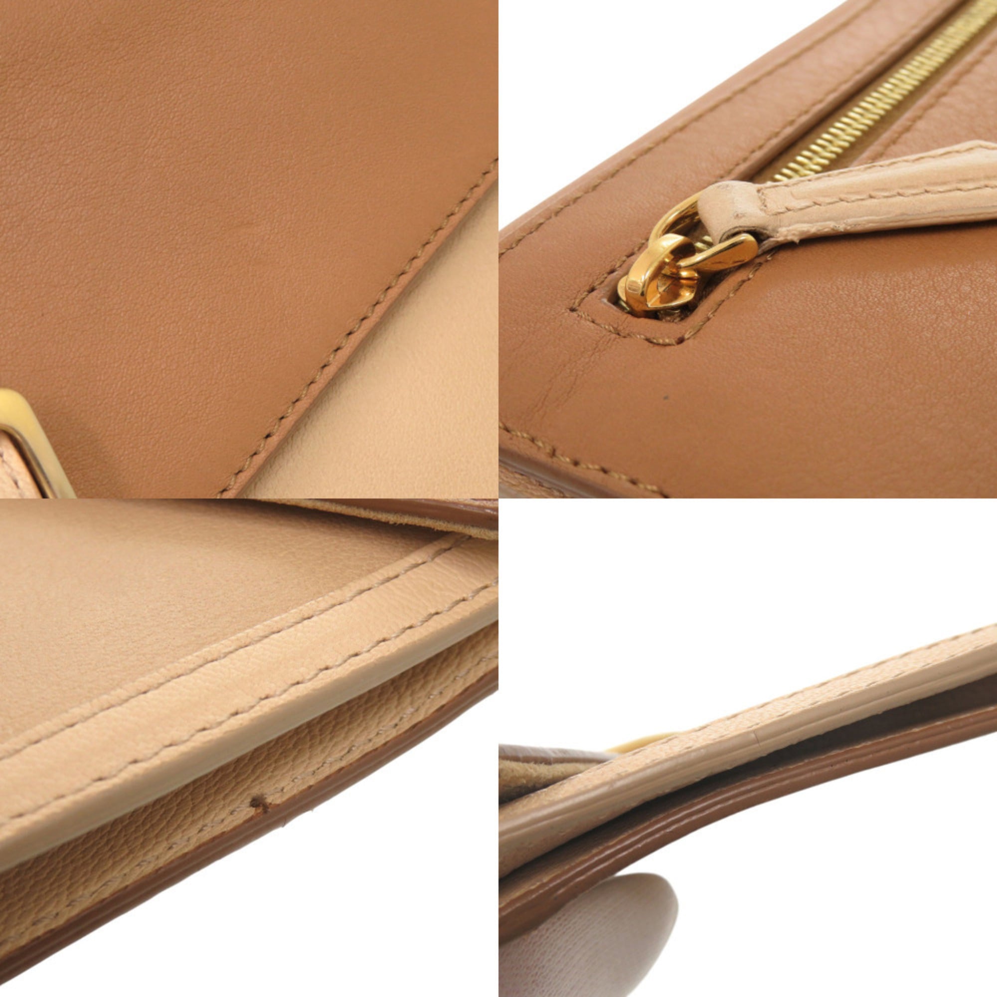 Fendi Beige Brown Leather Clutch Bag (Pre-Owned)