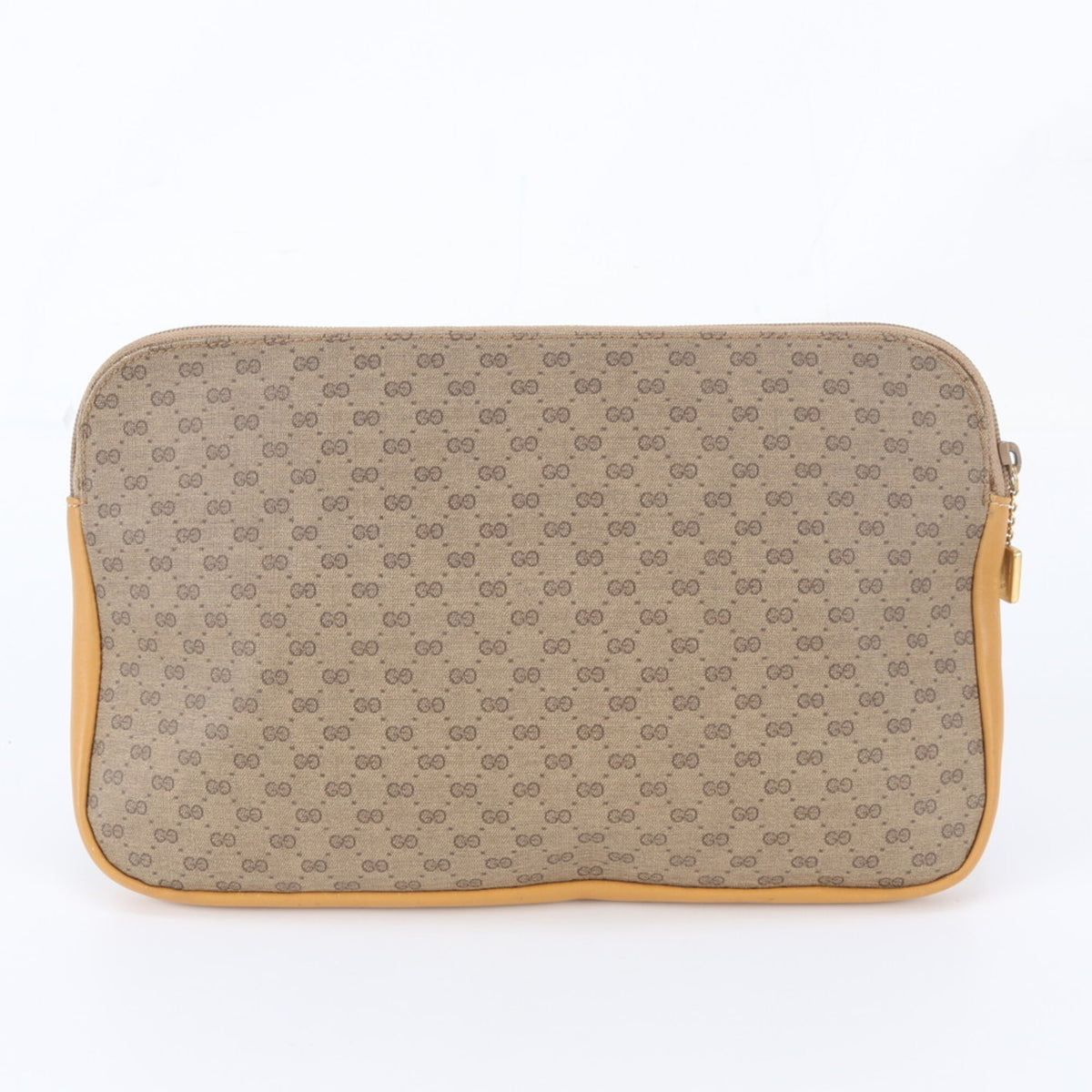 Gucci Brown Leather Coated Canvas Clutch Bag Pouch (Pre-Owned)
