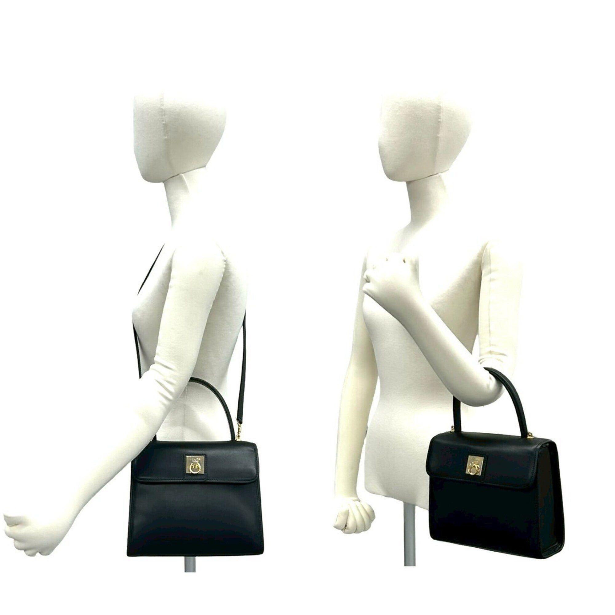 Celine Black Leather Handbag Shoulder Bag (Pre-Owned)