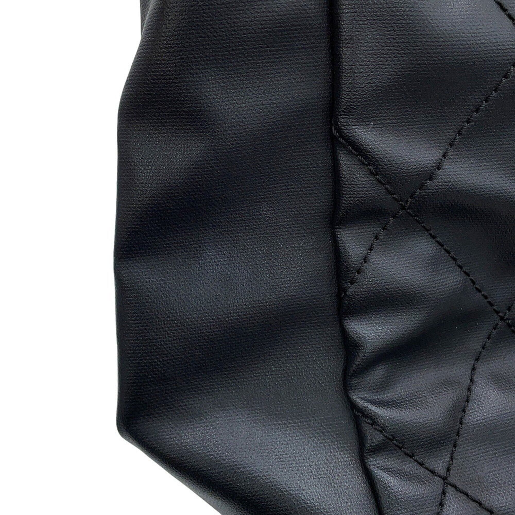 Chanel Black Leather Canvas Tote Bag (Pre-Owned)