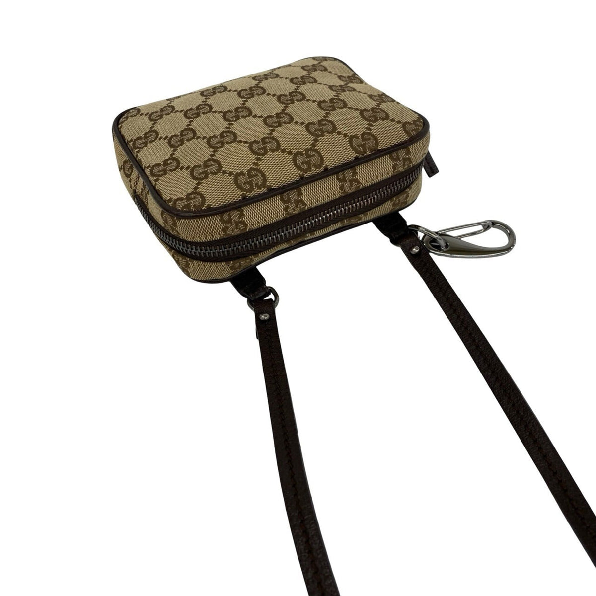 Gucci Brown Canvas Leather Pochette Shoulder Bag (Pre-Owned)