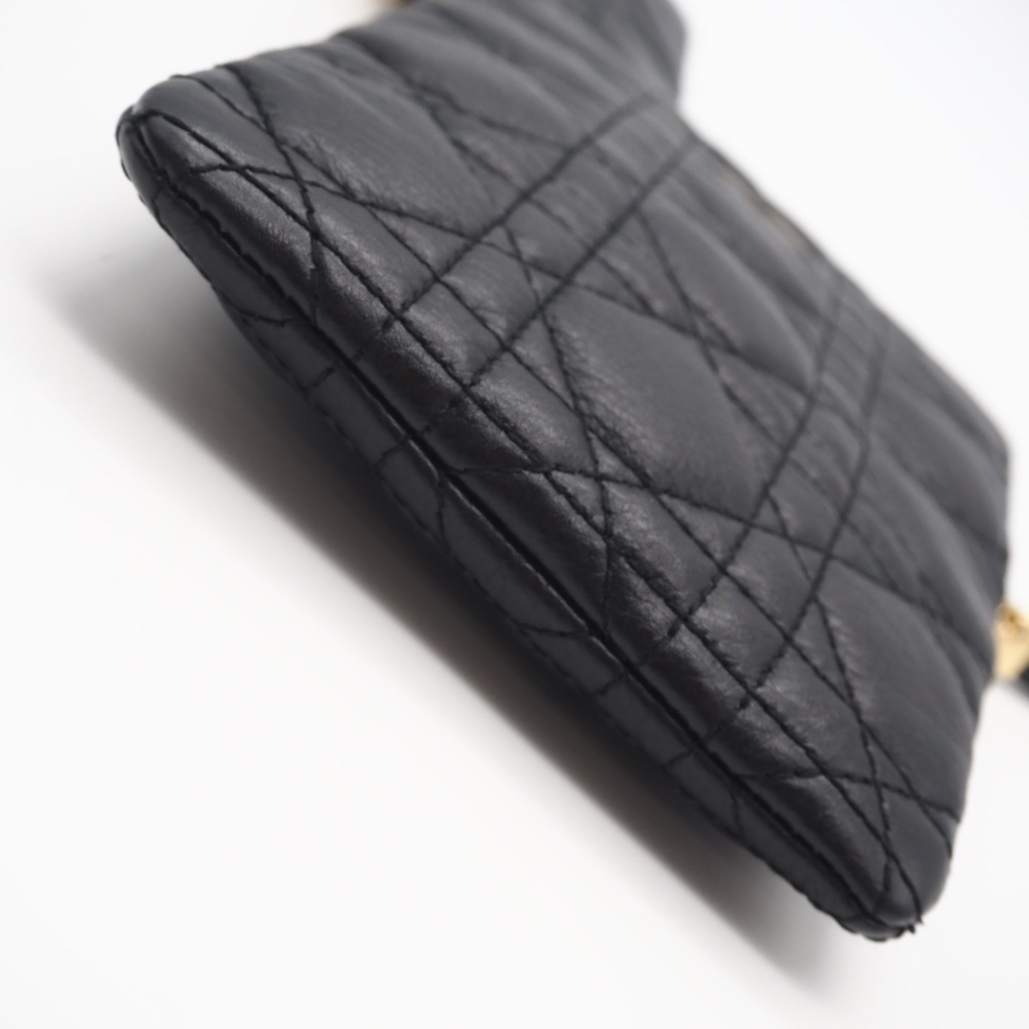 Christian Dior Black White Leather Shoulder Bag (Pre-Owned)