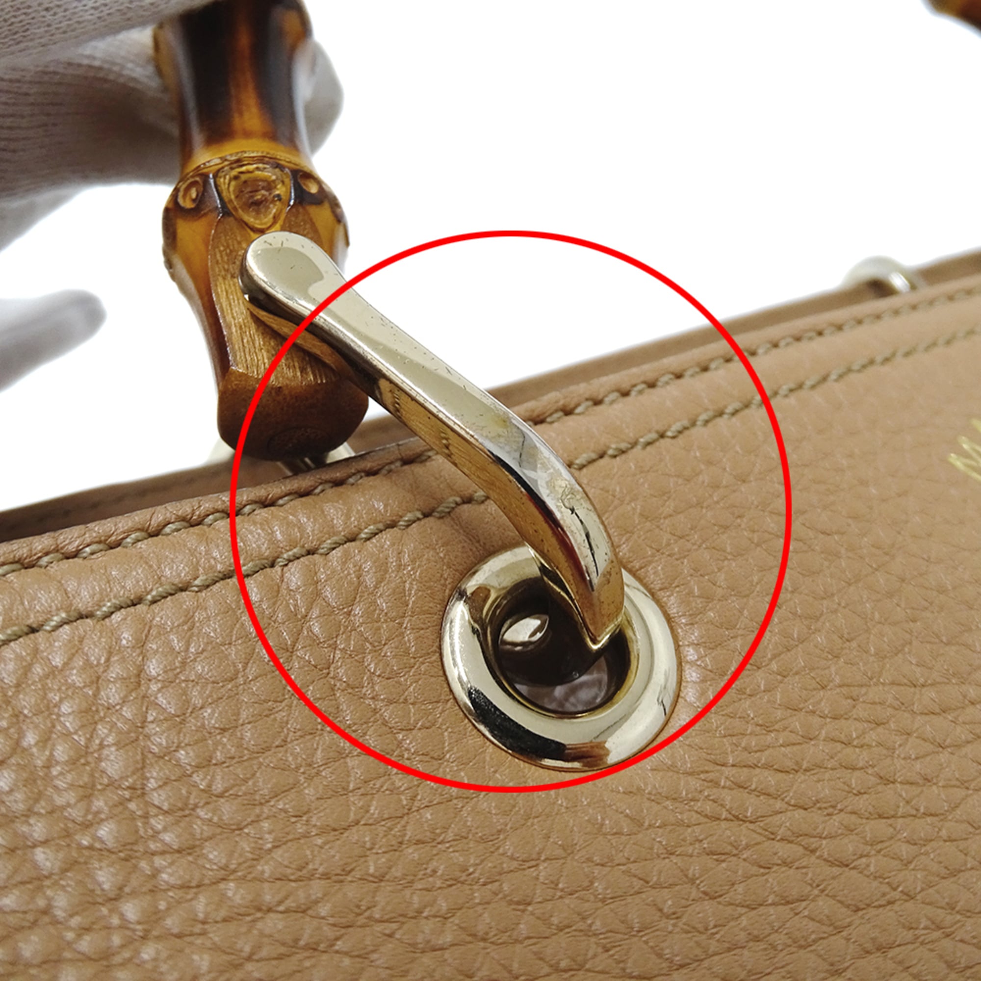 Gucci Beige Leather Handbag Shoulder Bag (Pre-Owned)