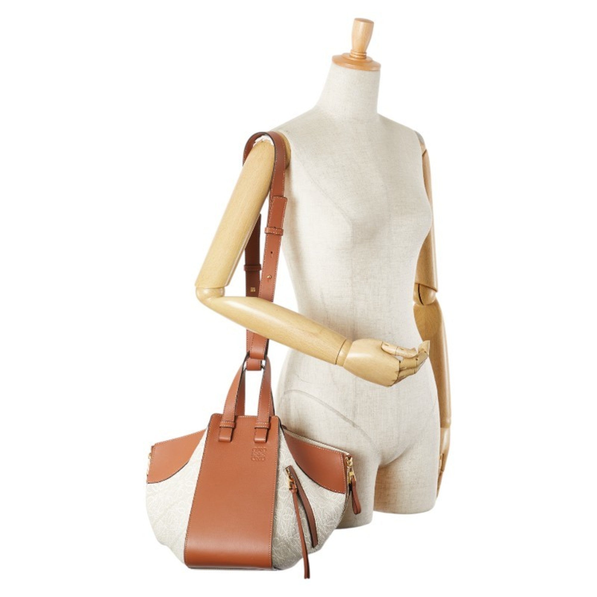 Loewe Beige Brown Canvas Leather Handbag Shoulder Bag (Pre-Owned)