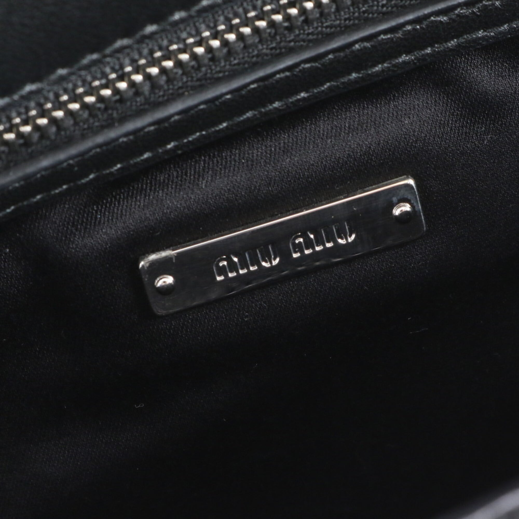 Miu Miu Black Leather Nylon Shoulder Bag Tote Bag (Pre-Owned)