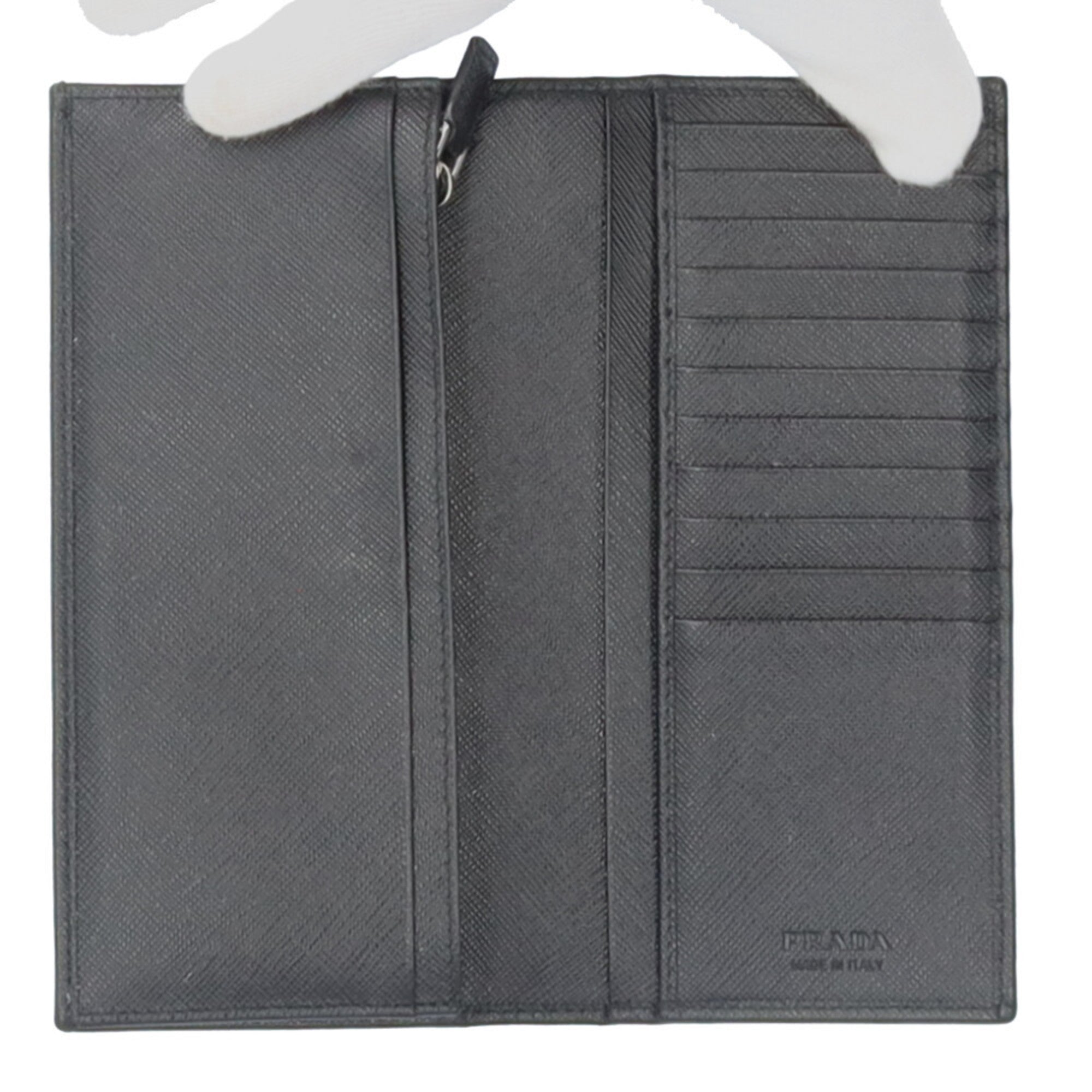 Prada Black Leather Long Wallet (Bi-Fold) (Pre-Owned)