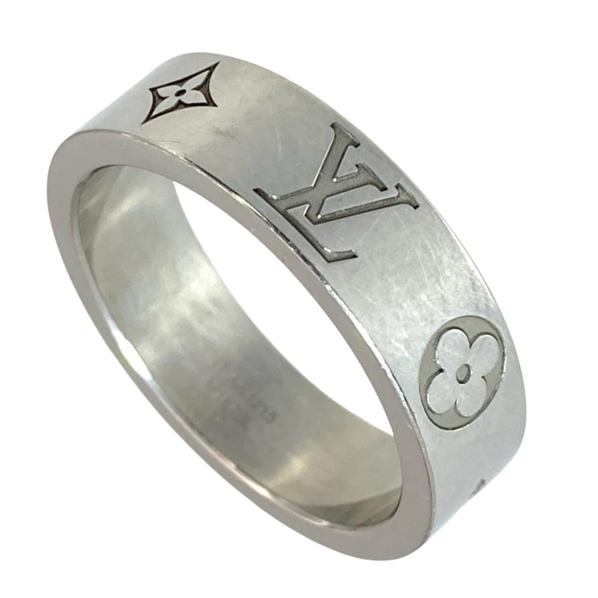 Louis Vuitton Silver Metal Band Ring (Pre-Owned)