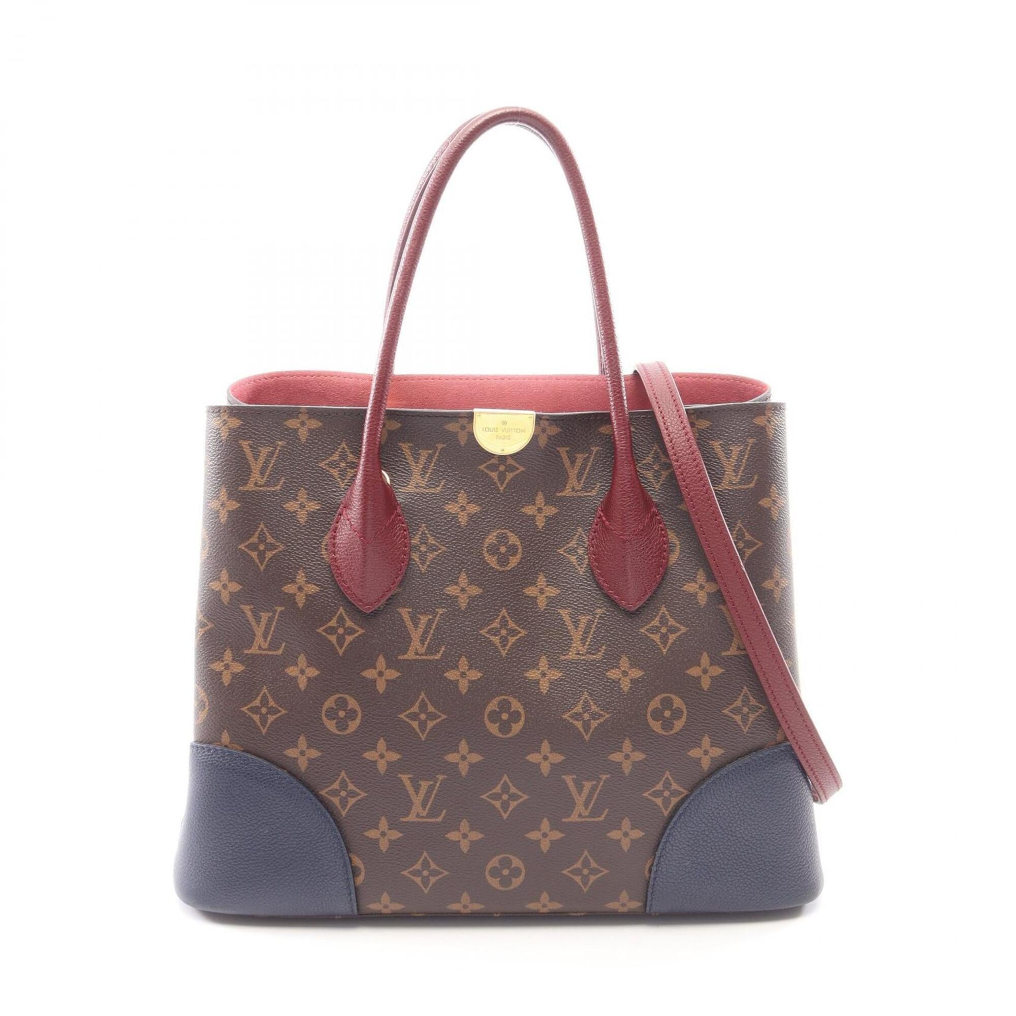 Louis Vuitton Bordeaux Bordeaux Brown Brown Navy Pvc Coated Canvas Leather Handbag (Pre-Owned)
