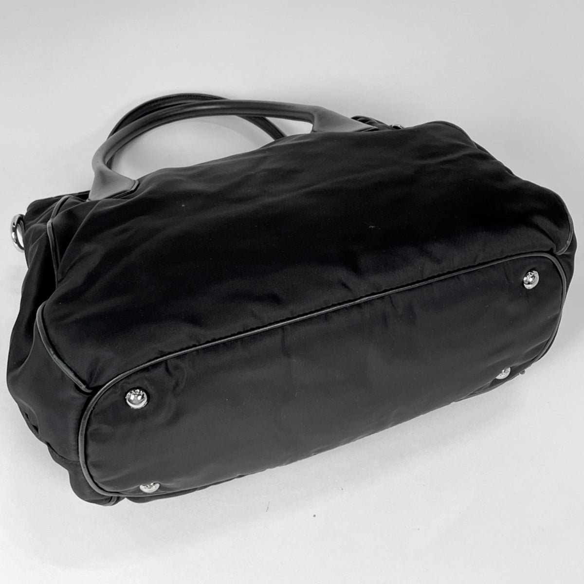 Prada Black Nylon Leather Tote Bag (Pre-Owned)
