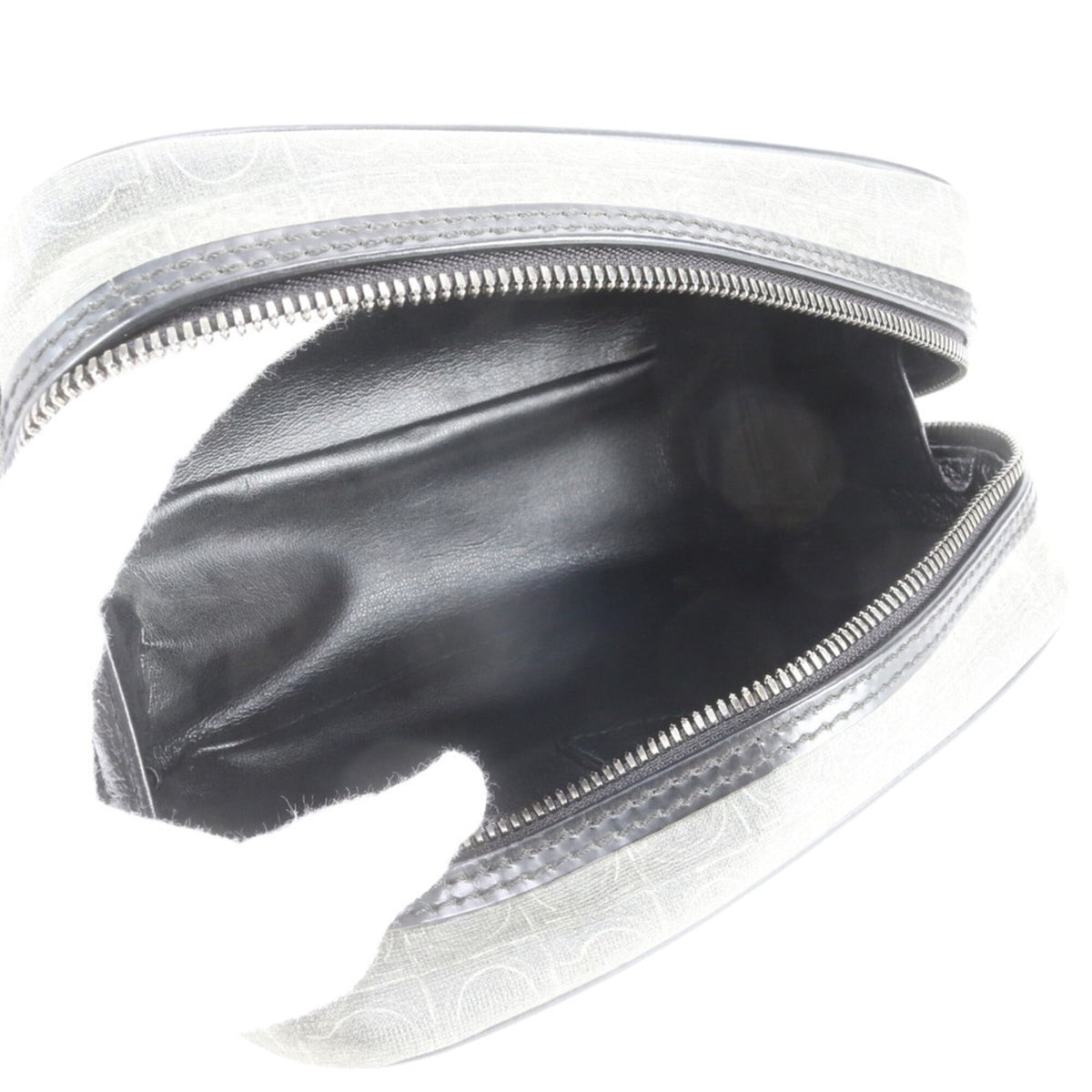 Salvatore Ferragamo Gray Leather Coated Canvas Clutch Bag Pouch (Pre-Owned)