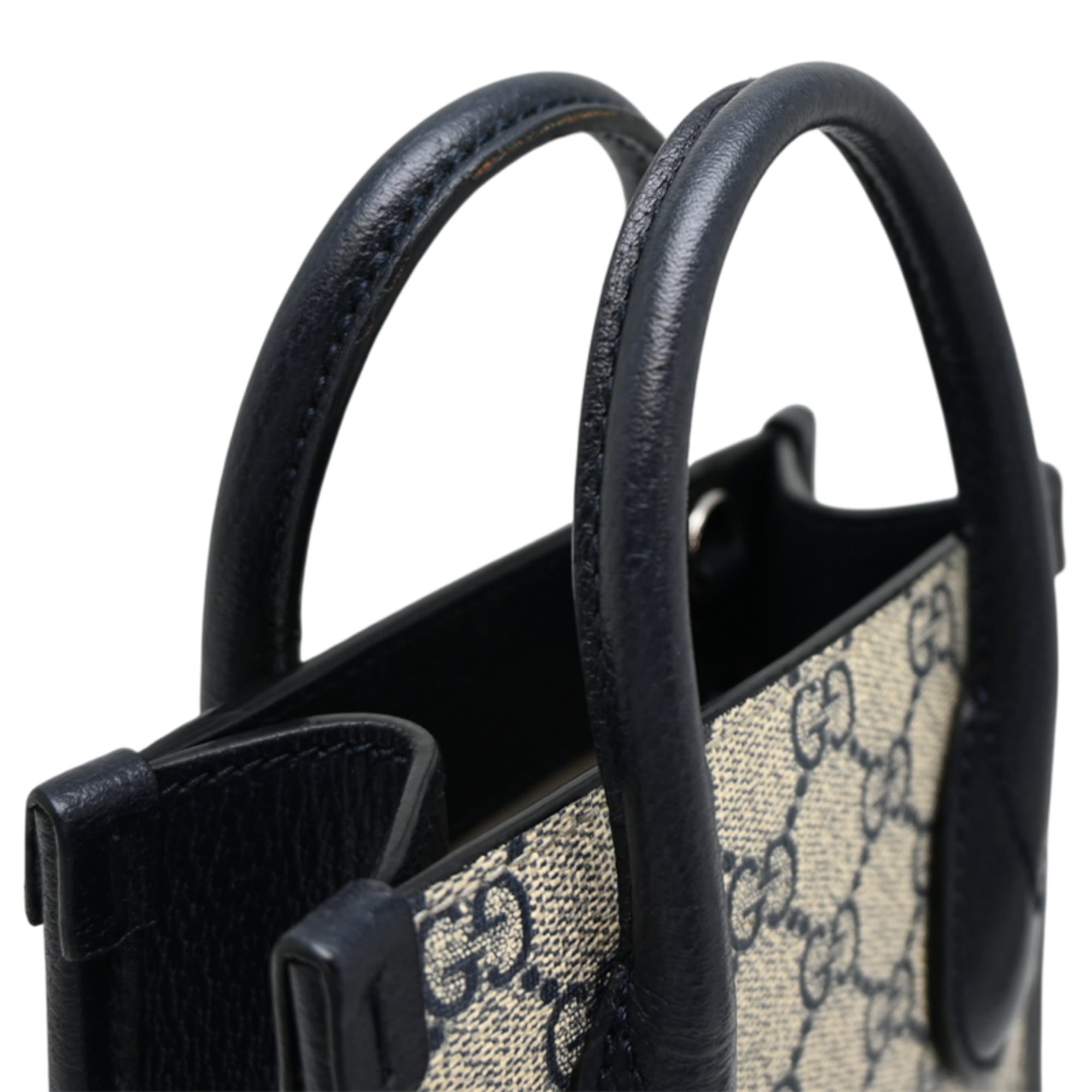 Gucci Beige Navy Gg Supreme Tote Bag (Pre-Owned)