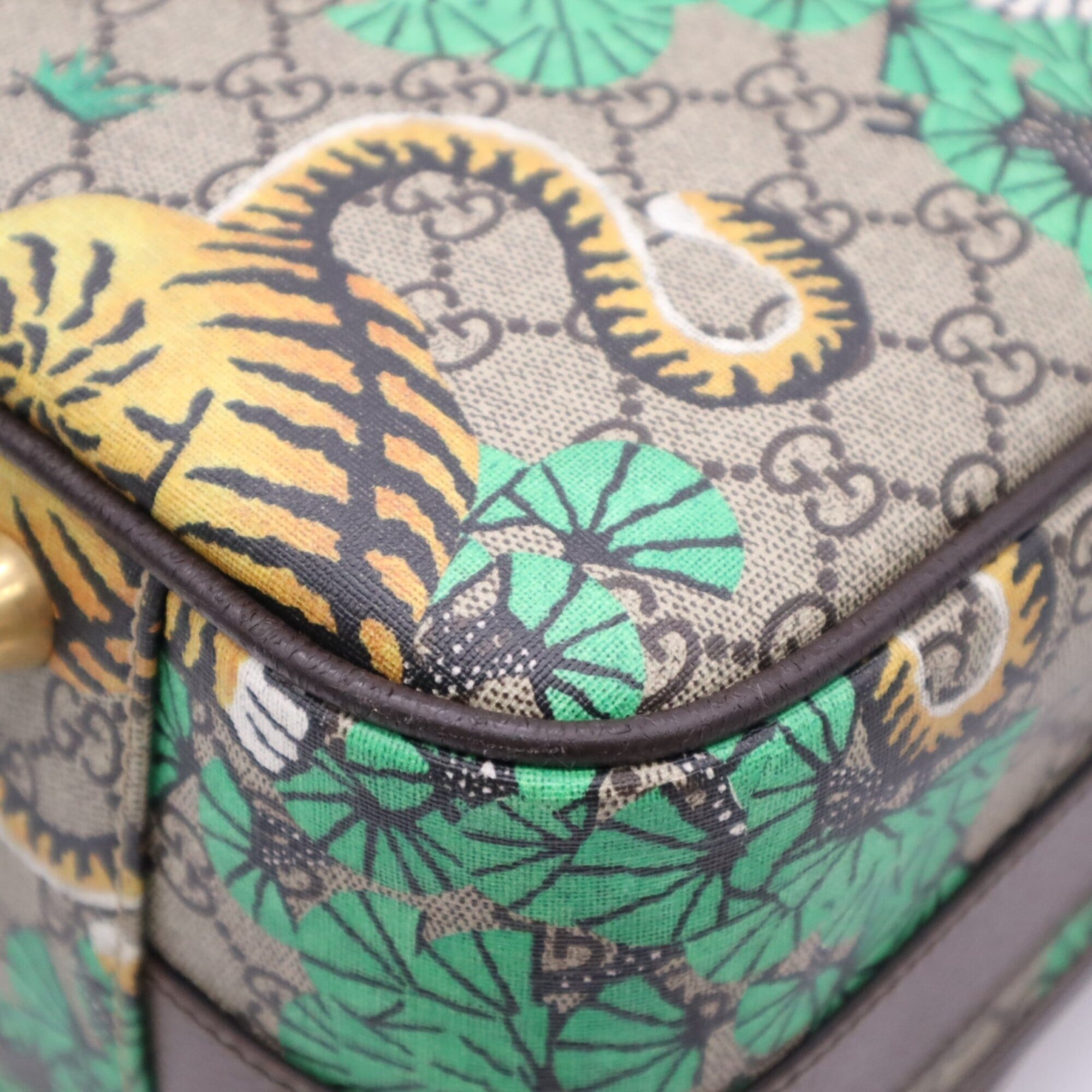 Gucci Sherry Line Beige Multi-Color Coated Canvas Leather Boston Bag (Pre-Owned)