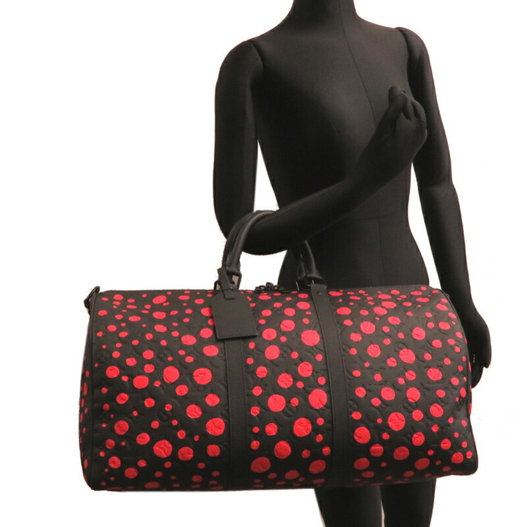 Louis Vuitton Yayoi Kusama Noir Leather Boston Bag (Pre-Owned)