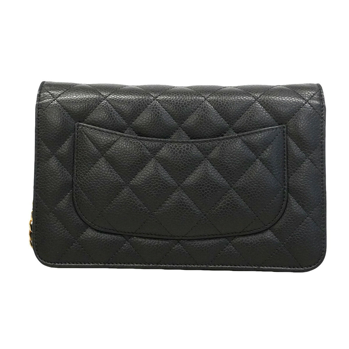 Chanel Black Grained Calfskin Chain/Shoulder Wallet (Pre-Owned)