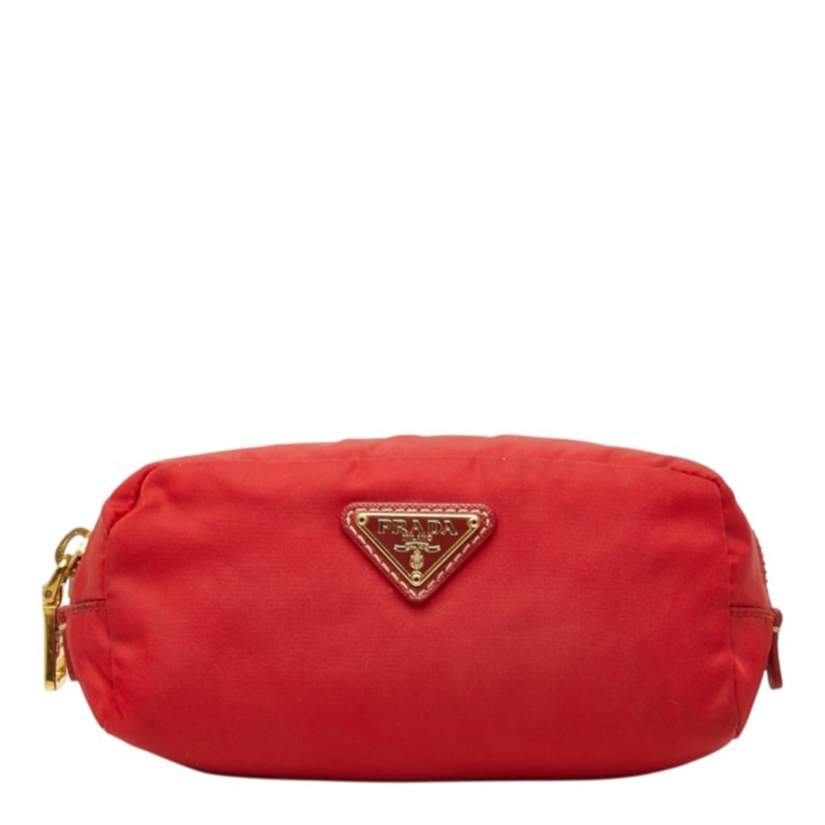 Prada Red Color Nylon Leather Pouch (Pre-Owned)
