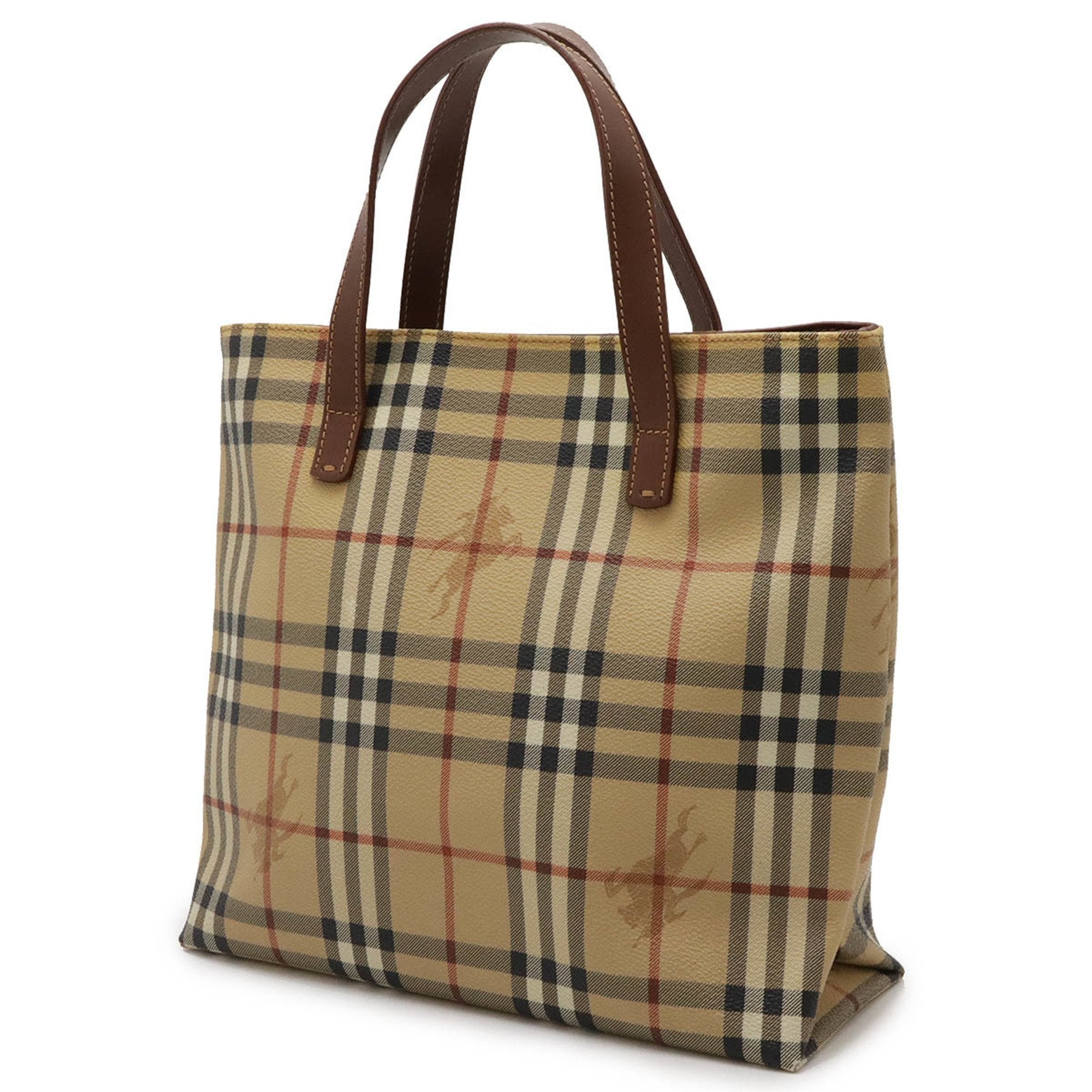 Burberry Beige Black Bordeaux Pvc Leather Handbag Tote Bag (Pre-Owned)