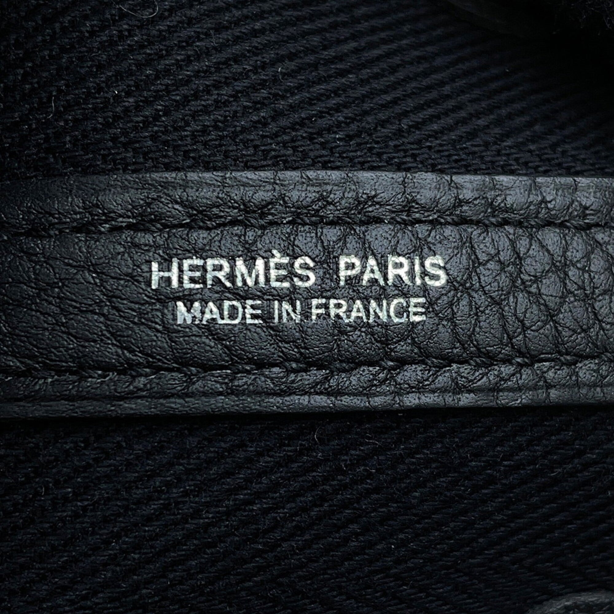 Hermes Garden Black Toile Chevron Negonda Leather Handbag Tote Bag (Pre-Owned)