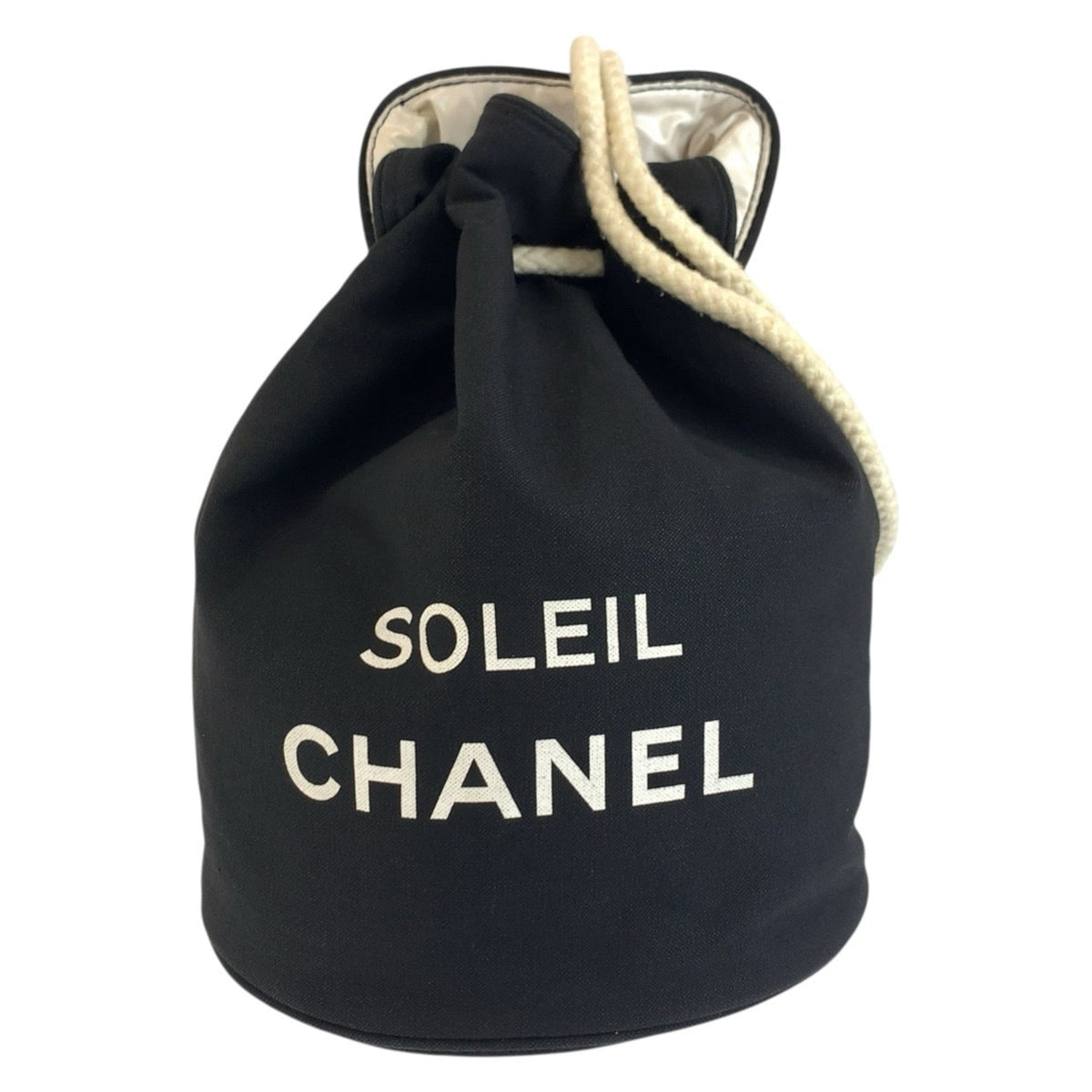 Chanel Black White Canvas Vinyl Shoulder Bag (Pre-Owned)
