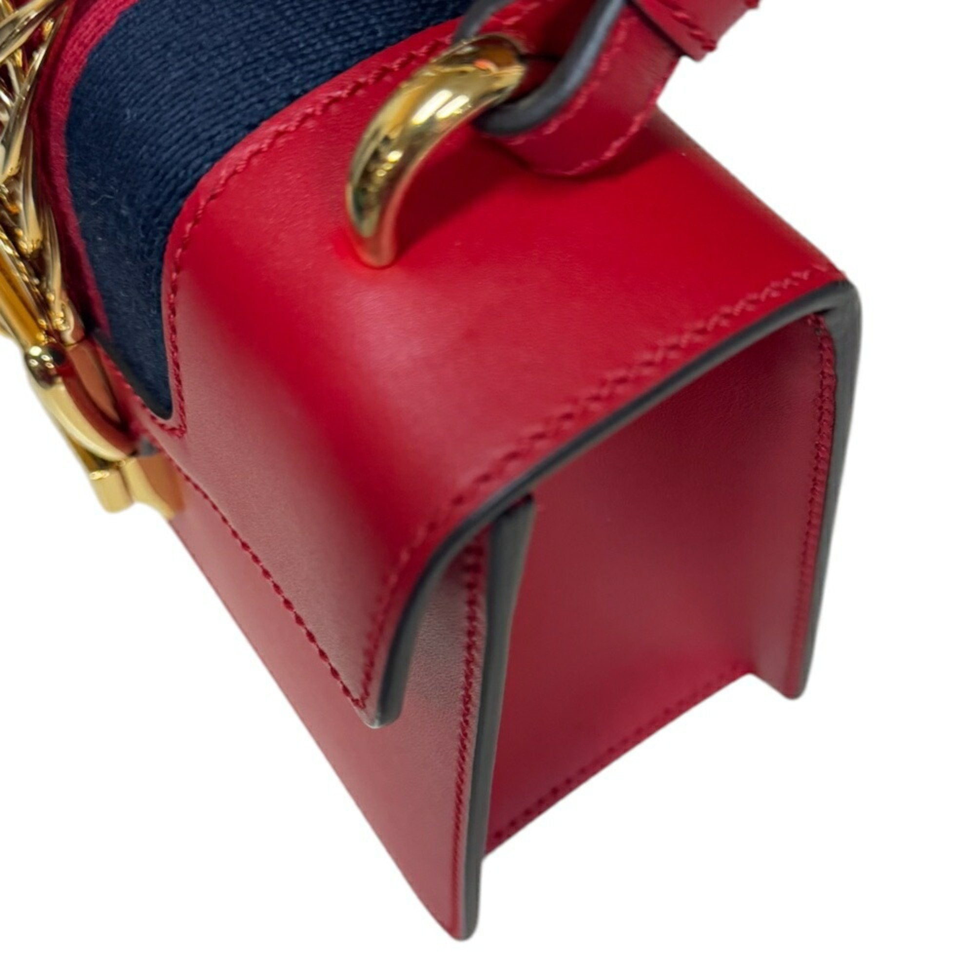 Gucci Red Color Leather Shoulder Bag (Pre-Owned)