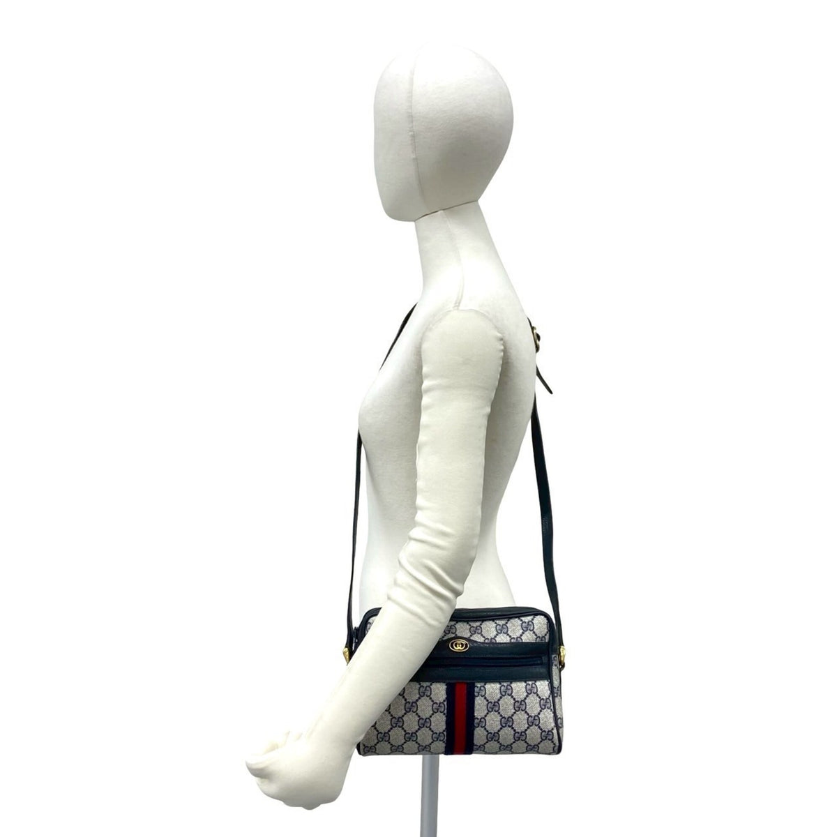Gucci Navy Red Color Leather Pvc Shoulder Bag (Pre-Owned)