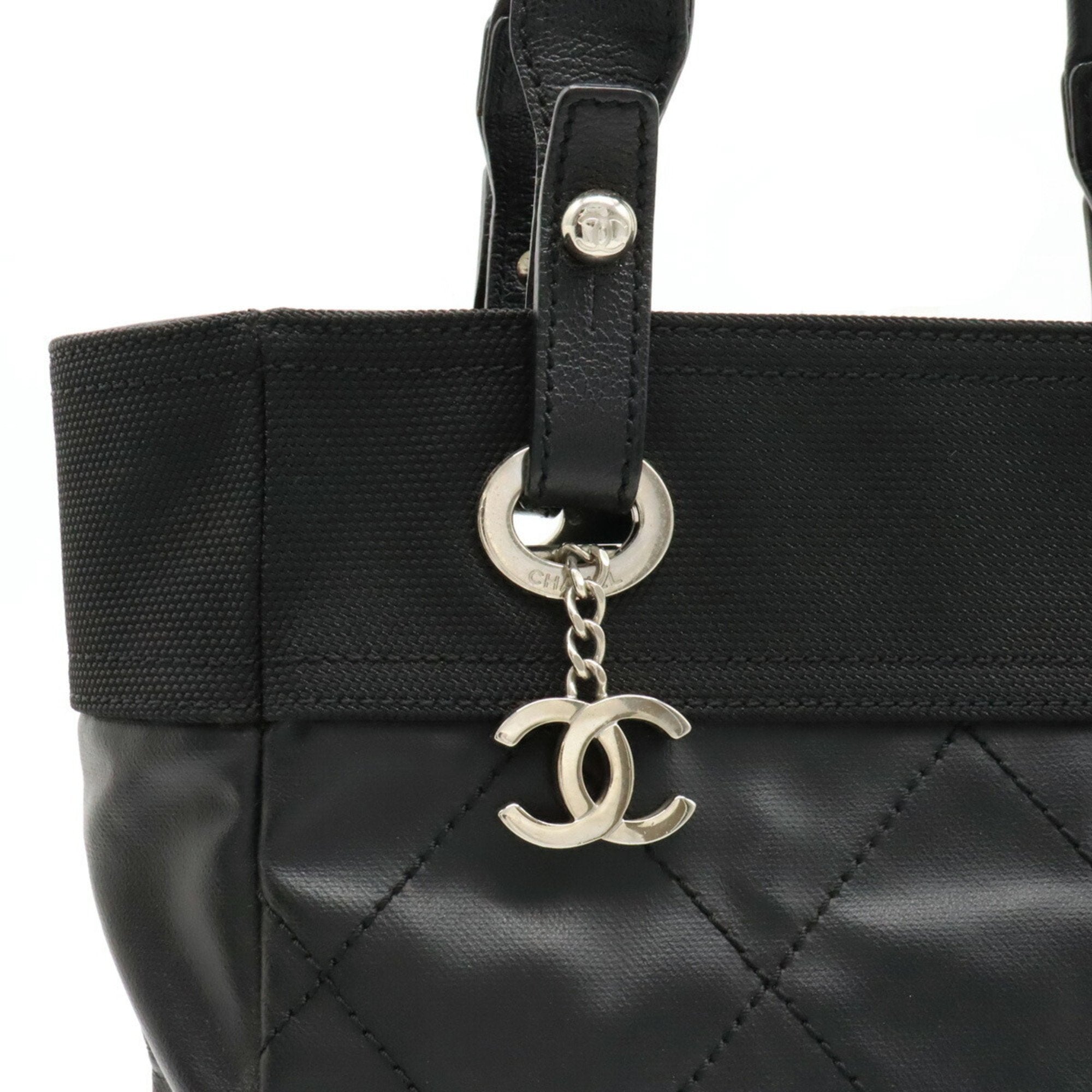 Chanel Black Coated Canvas Shoulder Bag Tote Bag (Pre-Owned)