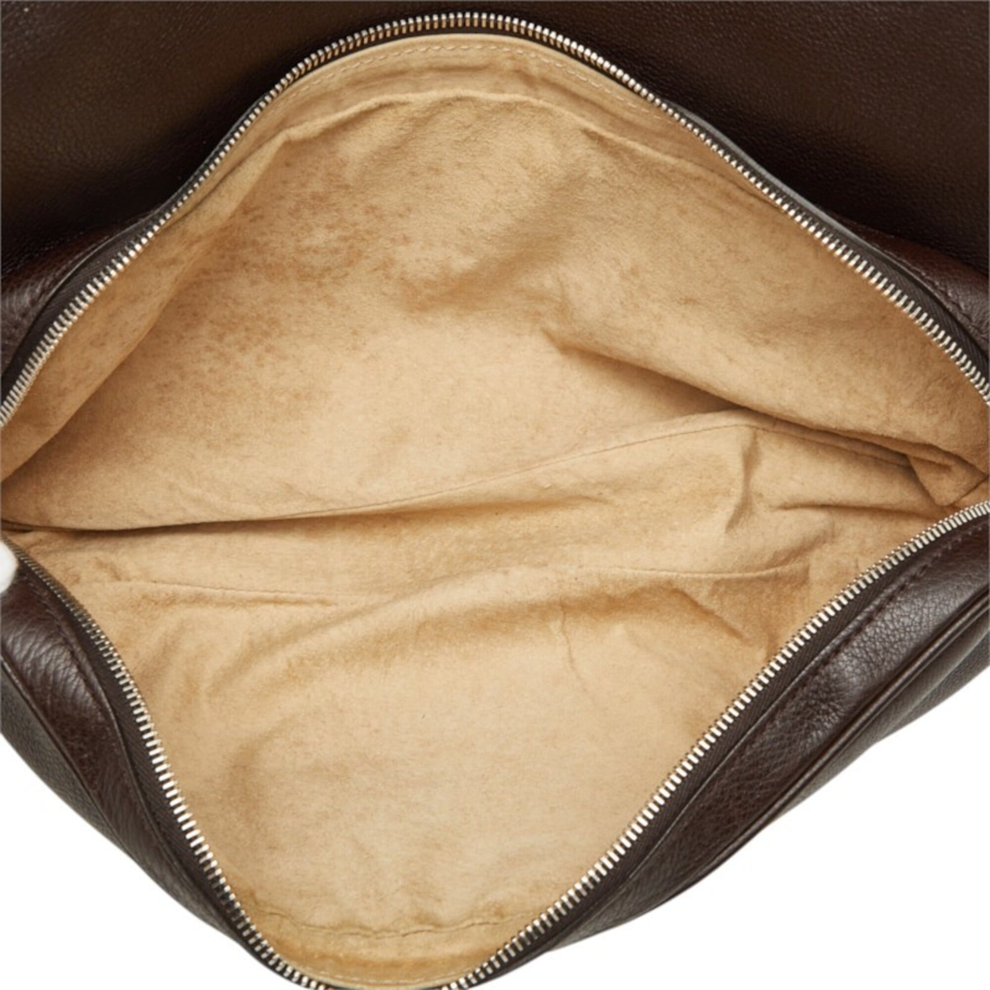 Gucci Dark Brown Leather Messenger Bag Shoulder Bag (Pre-Owned)