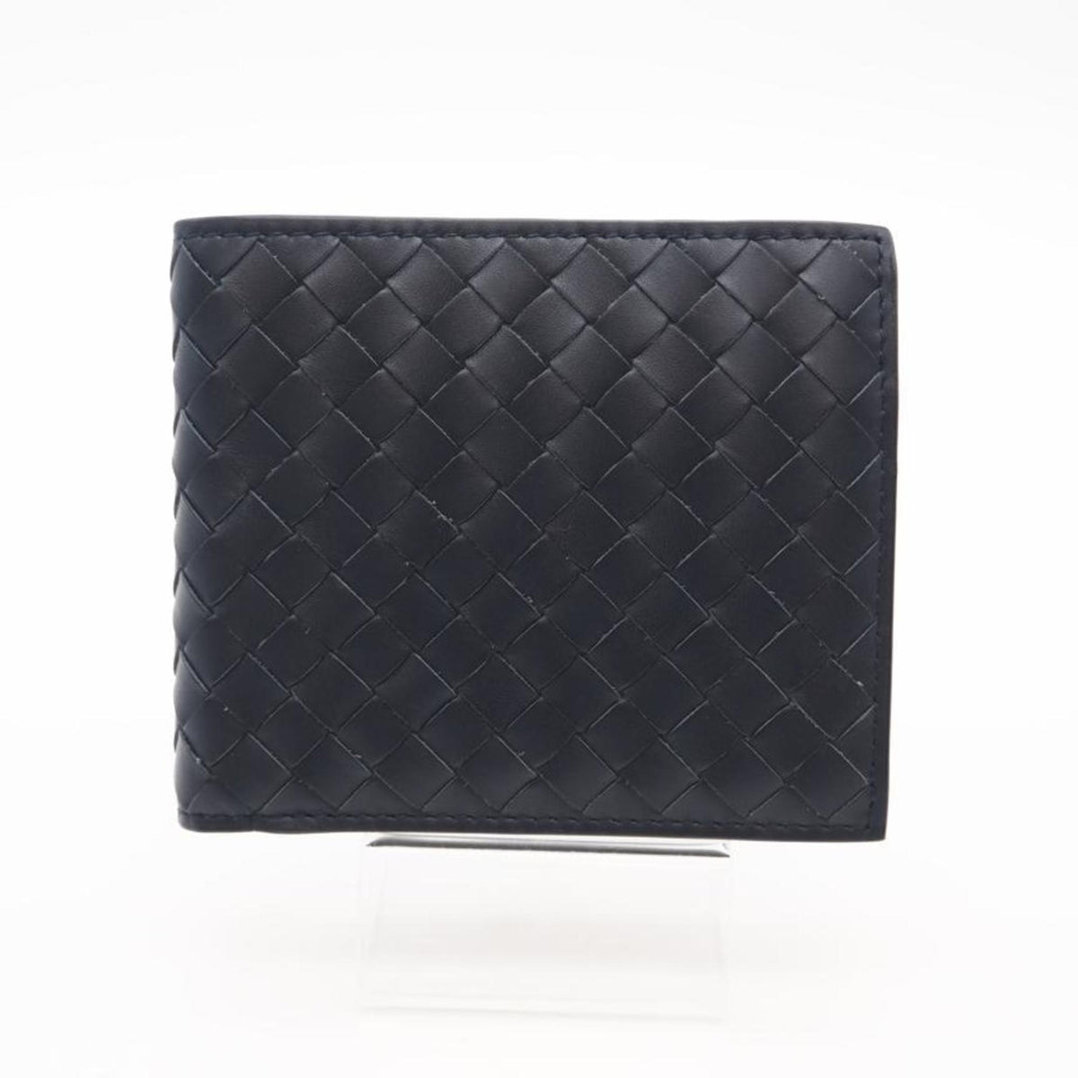 Bottega Veneta Navy Intrecciato Leather Wallet (Bi-Fold) (Pre-Owned)