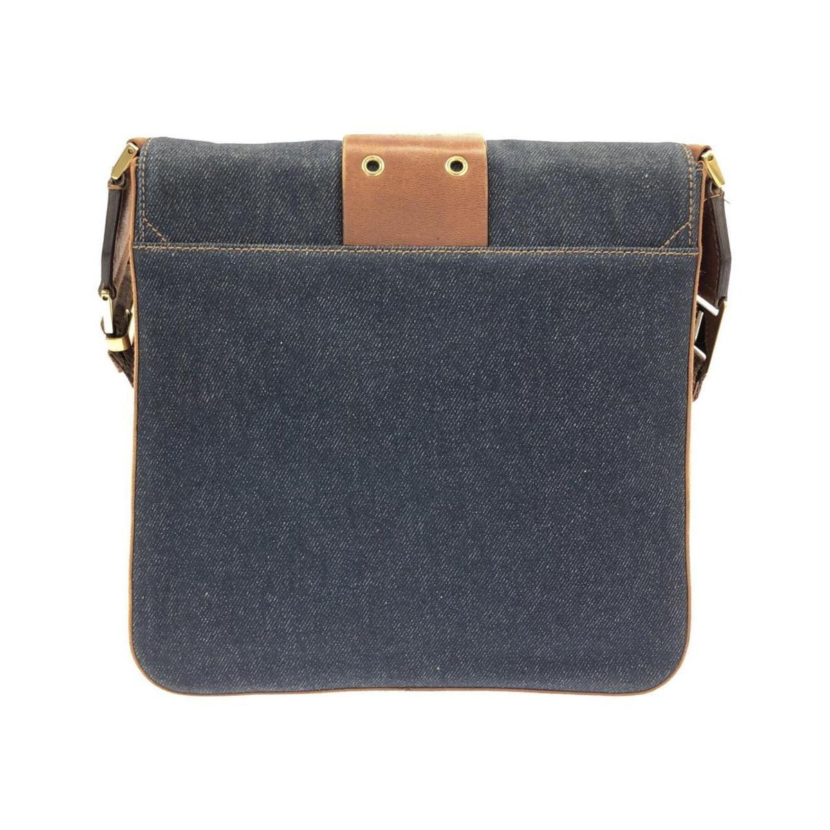 Christian Dior Blue Brown Denim Leather Shoulder Bag (Pre-Owned)