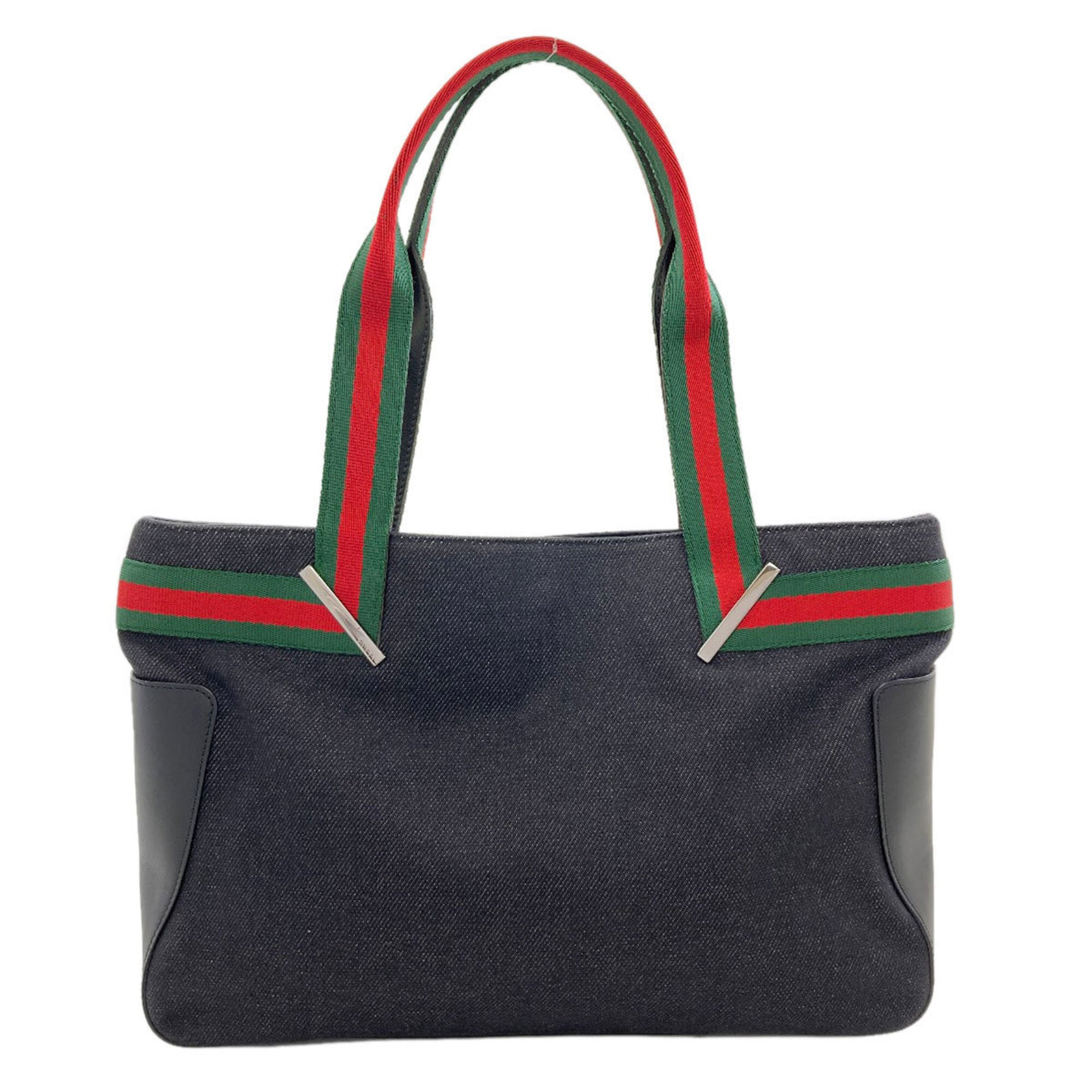 Gucci Sherry Line Black Canvas Handbag (Pre-Owned)