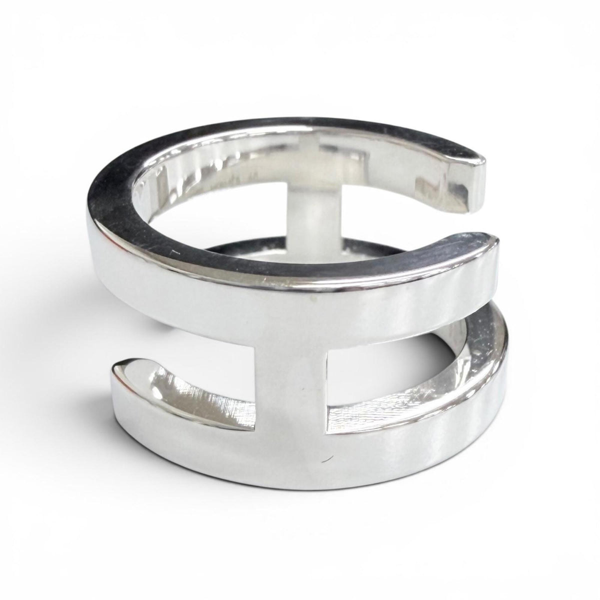 Hermes Silver Silver 925 Band Ring (Pre-Owned)