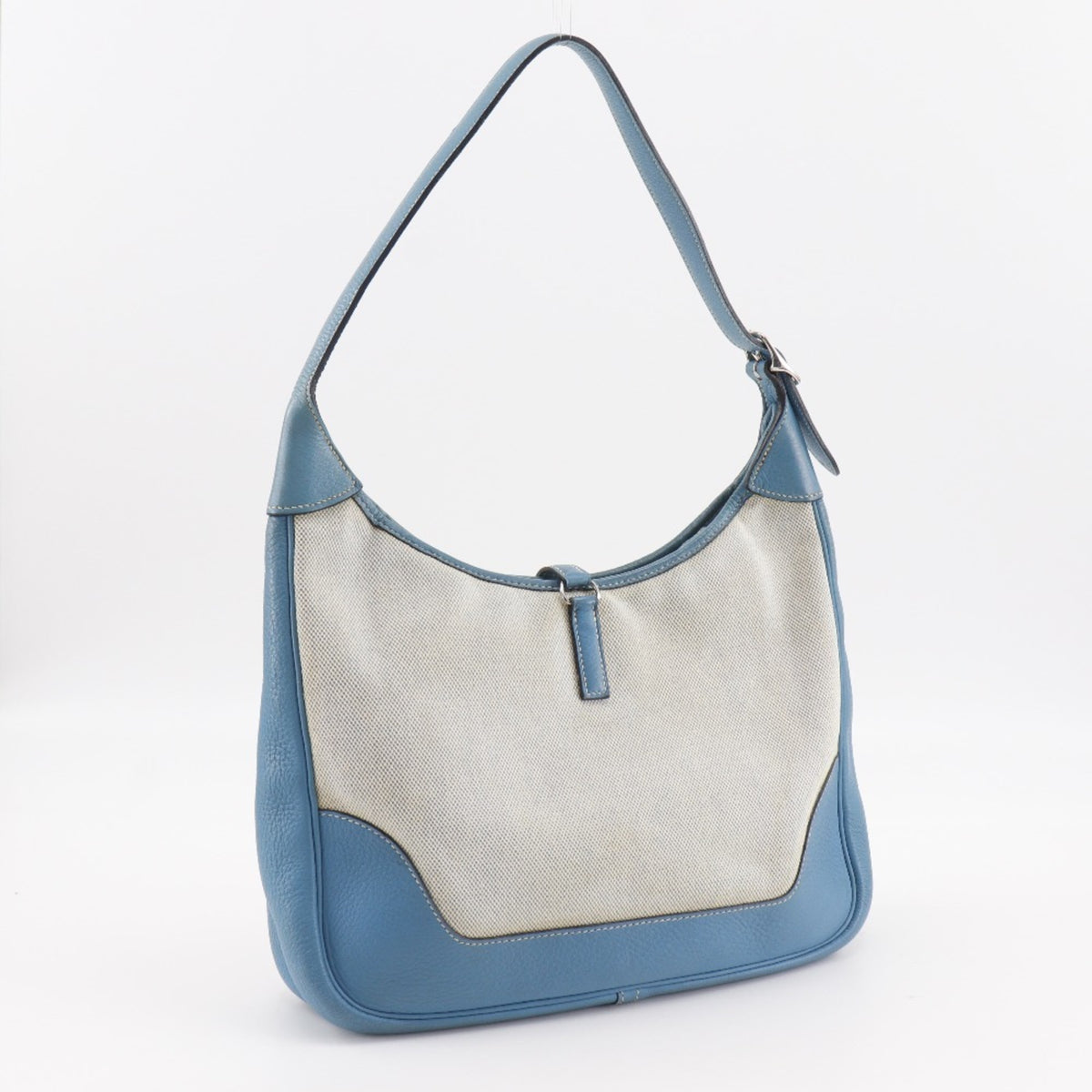 Hermes Trim Blue Natural Toile H Shoulder Bag (Pre-Owned)