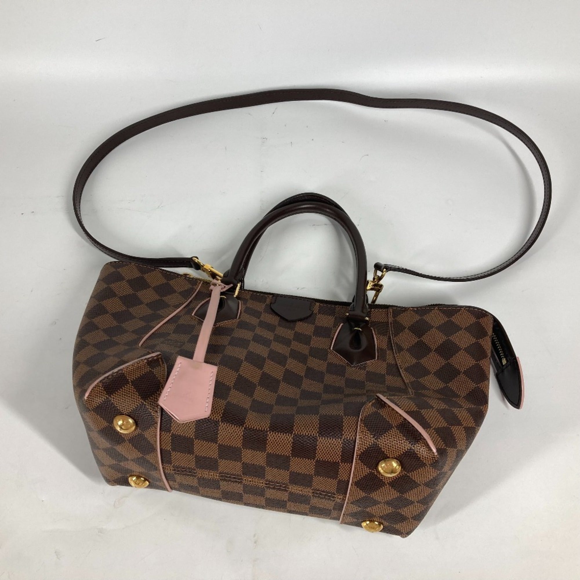 Louis Vuitton Brown Pink Rose Ballerine Damier Canvas Handbag Shoulder Bag (Pre-Owned)