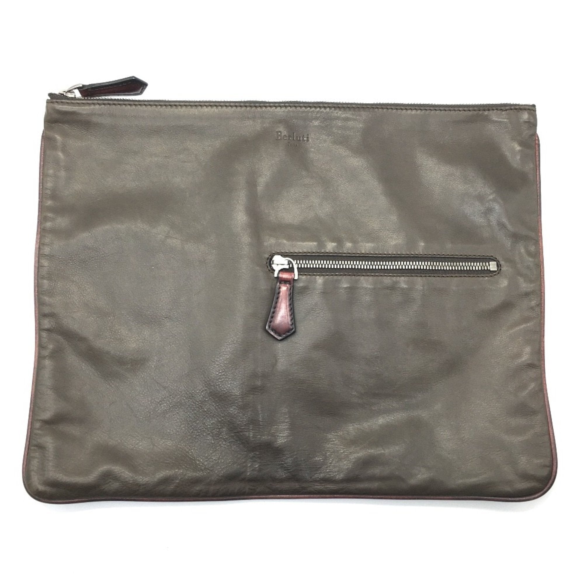 Berluti Brown Leather Clutch Bag (Pre-Owned)