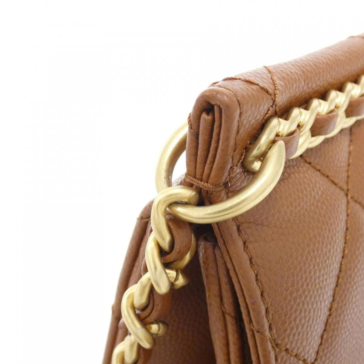 Chanel Brown Grained Calfskin Shoulder Bag (Pre-Owned)
