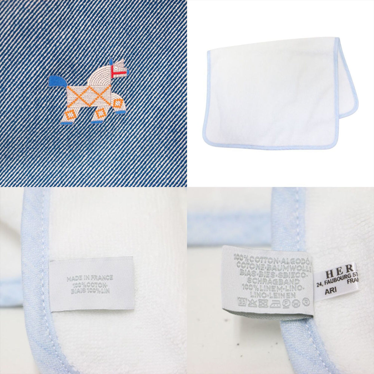 Hermes Blue Wool Cotton Polyester Linen Tote Bag (Pre-Owned)
