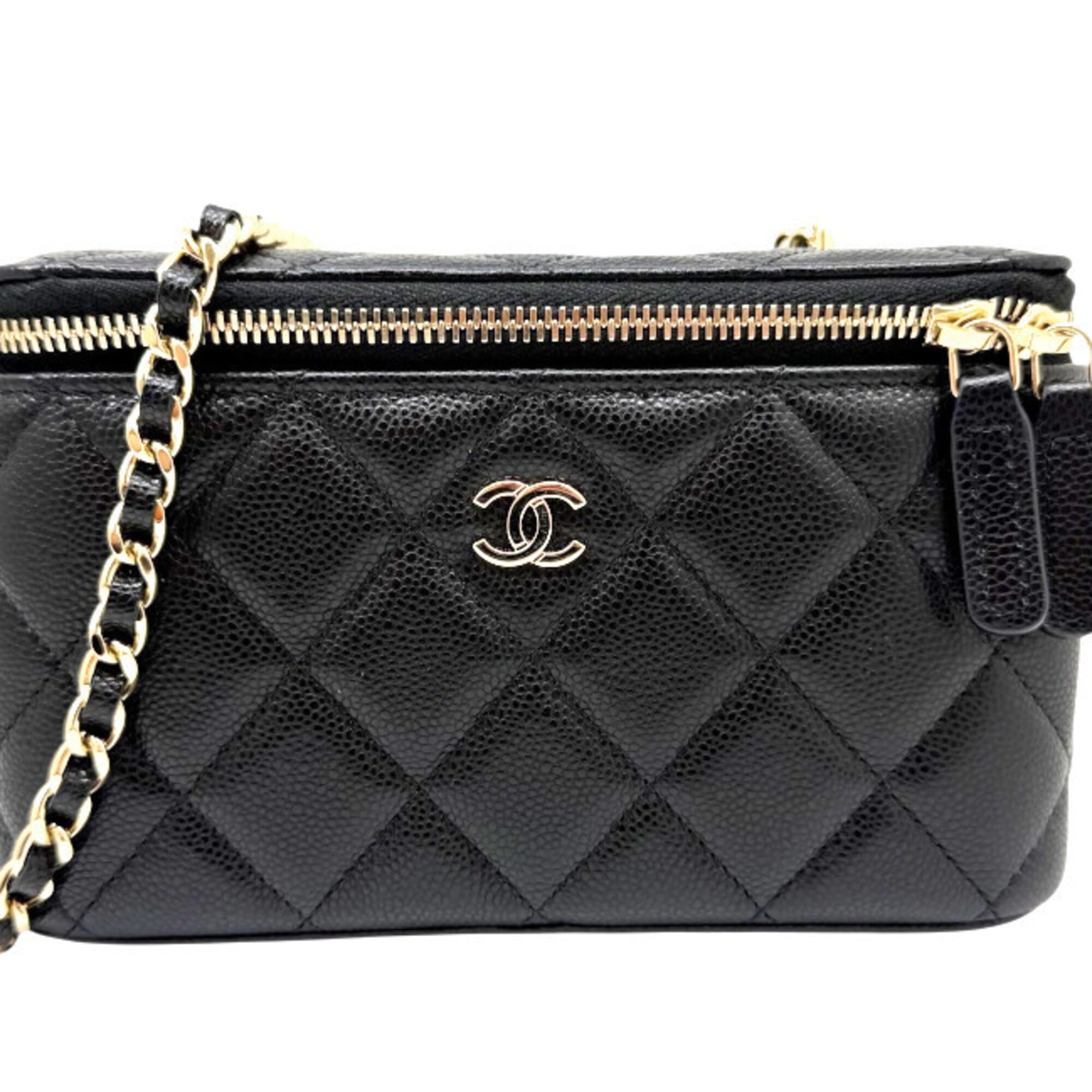 Chanel Black Grained Calfskin Shoulder Bag Vanity Bag (Pre-Owned)