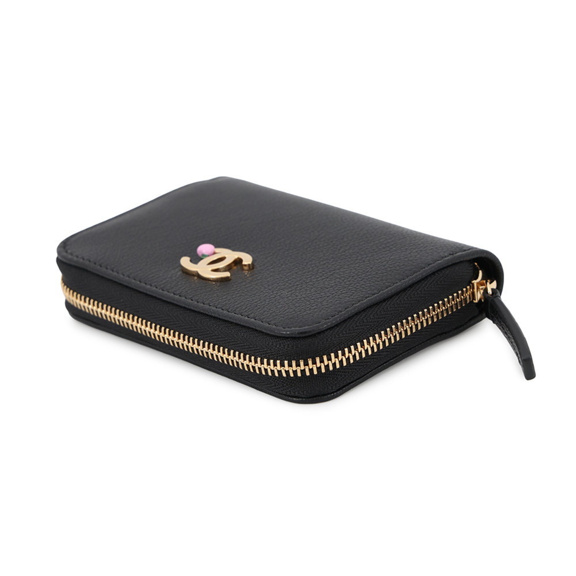 Chanel Black Leather Coin Purse/Coin Case (Pre-Owned)