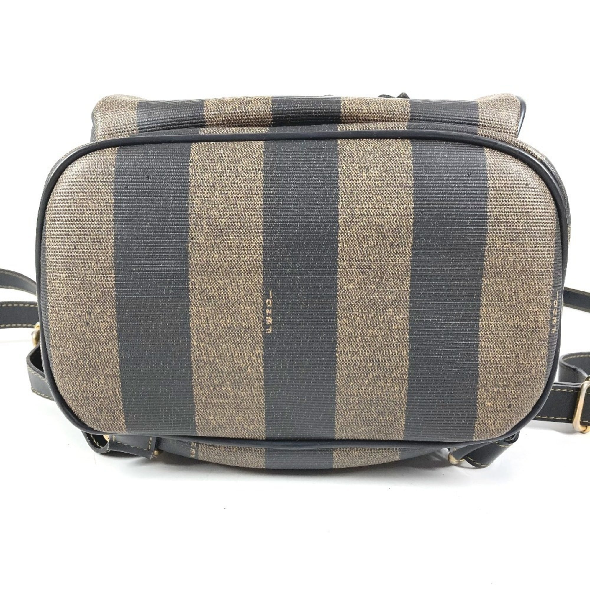 Fendi Pequin Black Khaki Pvc Leather Backpack (Pre-Owned)
