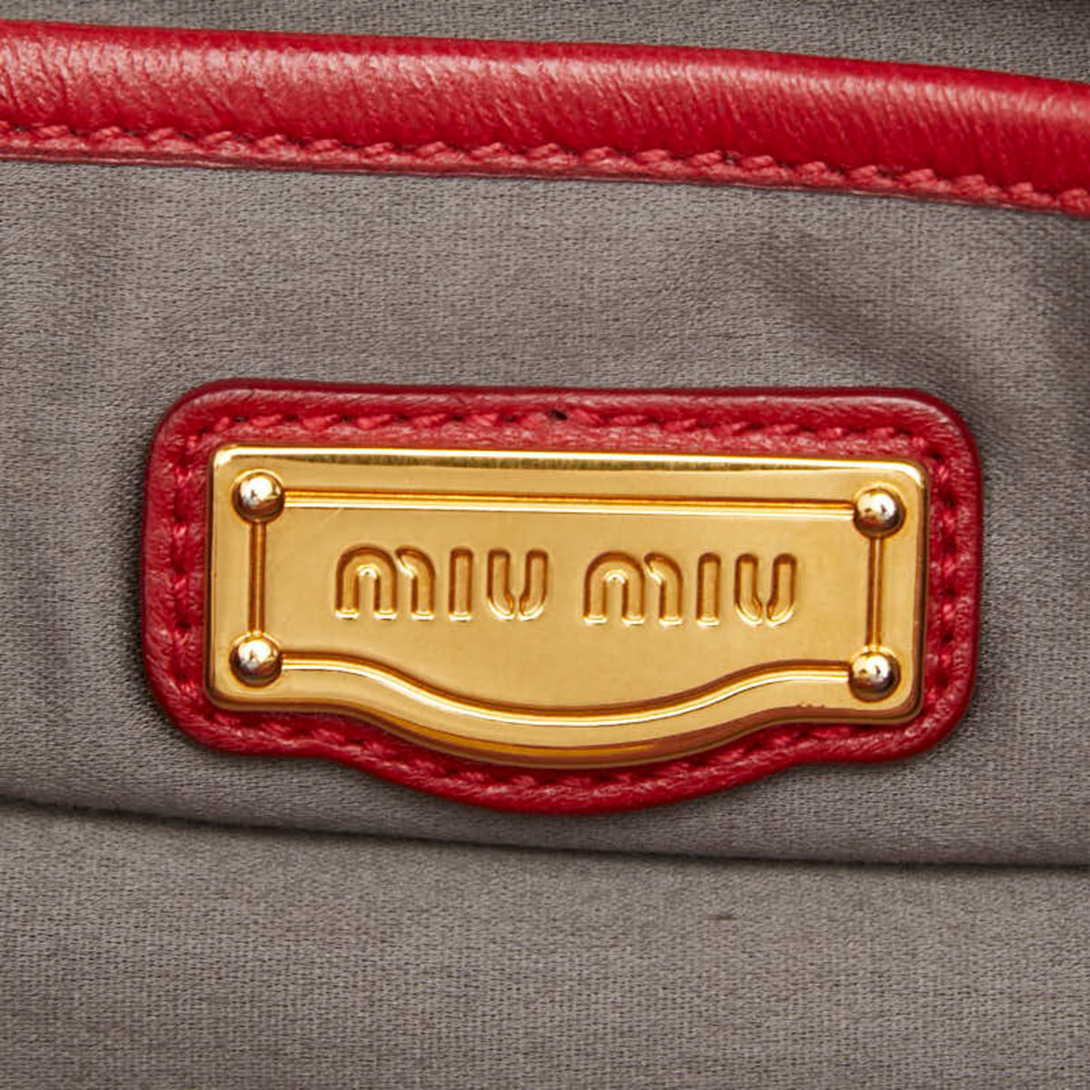 Miu Miu Matelasse Pink Beige Red Color Leather Shoulder Bag (Pre-Owned)