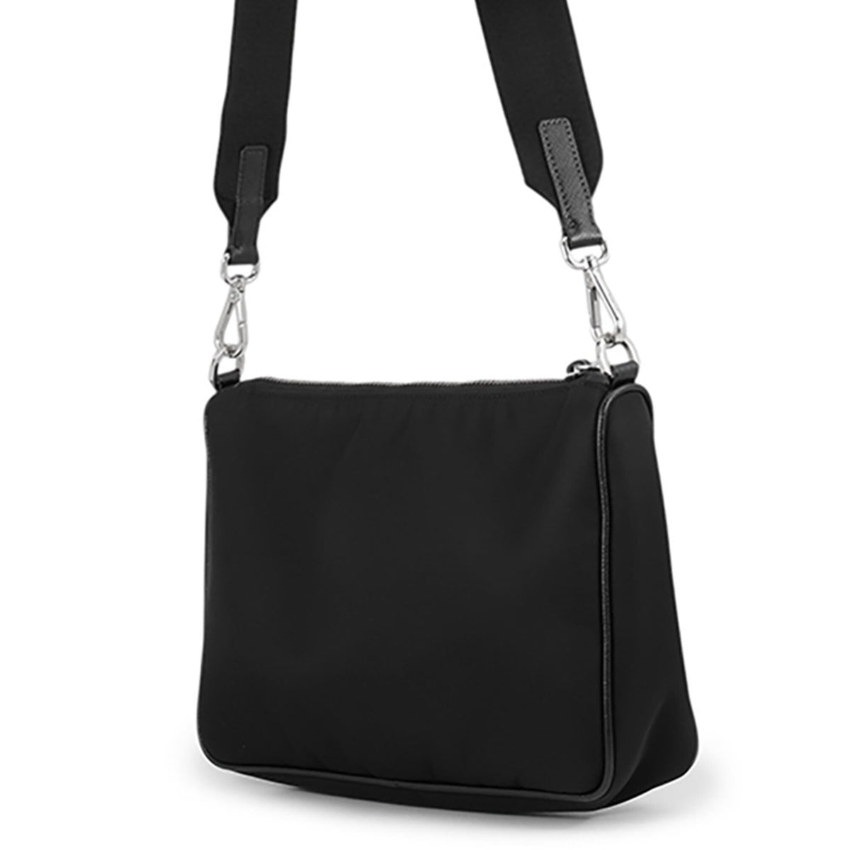 Prada Black Nylon Leather Handbag Pouch Shoulder Bag (Pre-Owned)