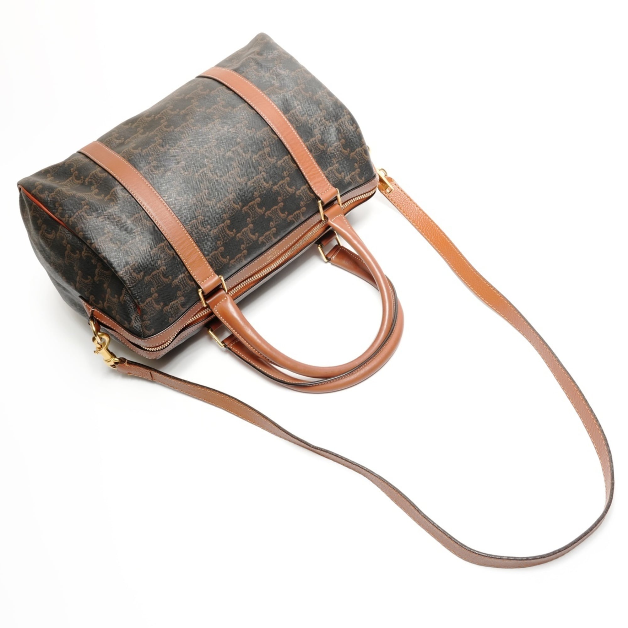 Celine Macadam Brown Pvc Boston Bag (Pre-Owned)