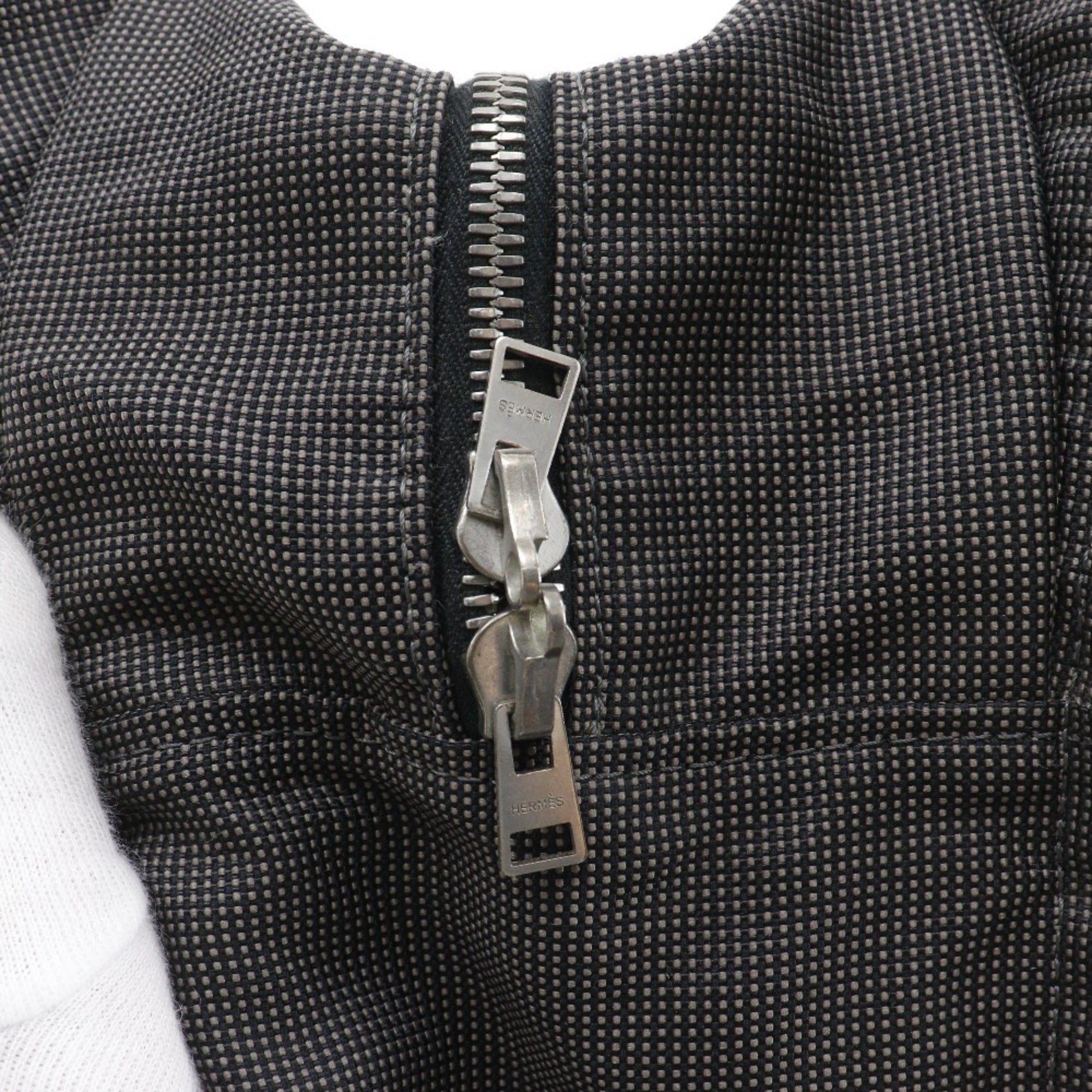 Hermes Gray Nylon Canvas Tote Bag (Pre-Owned)