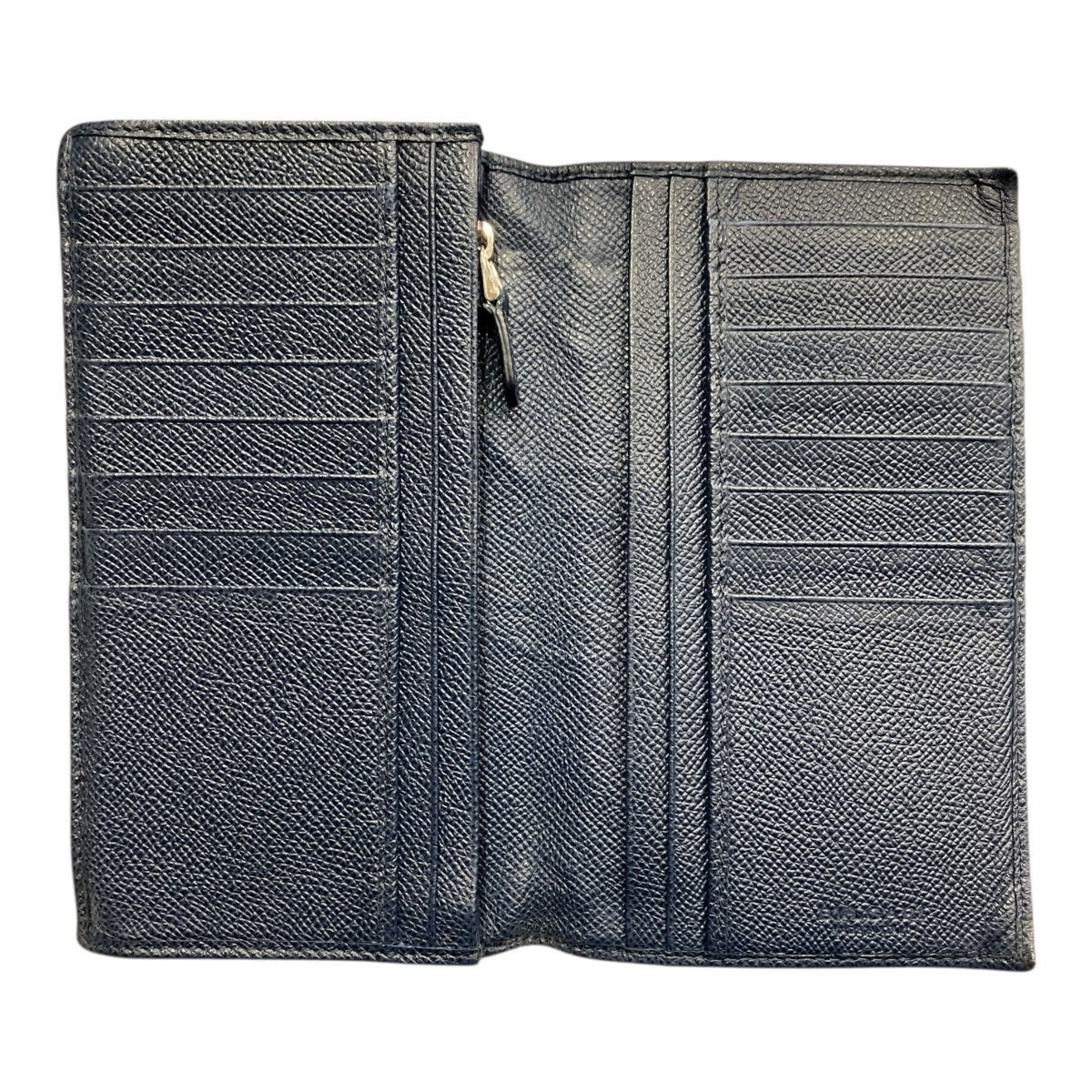 Bvlgari Navy Leather Long Wallet (Bi-Fold) (Pre-Owned)