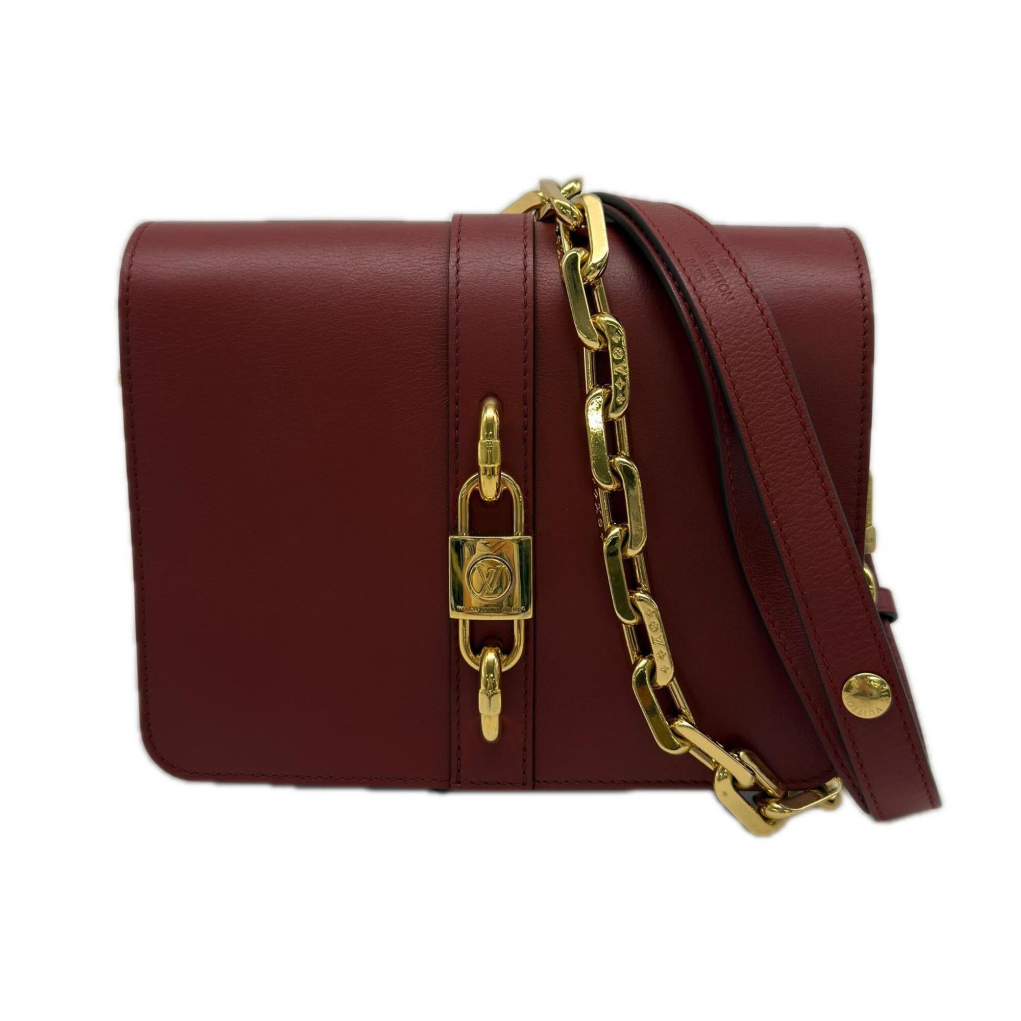 Louis Vuitton Brown Red Color Canvas Leather Shoulder Bag (Pre-Owned)