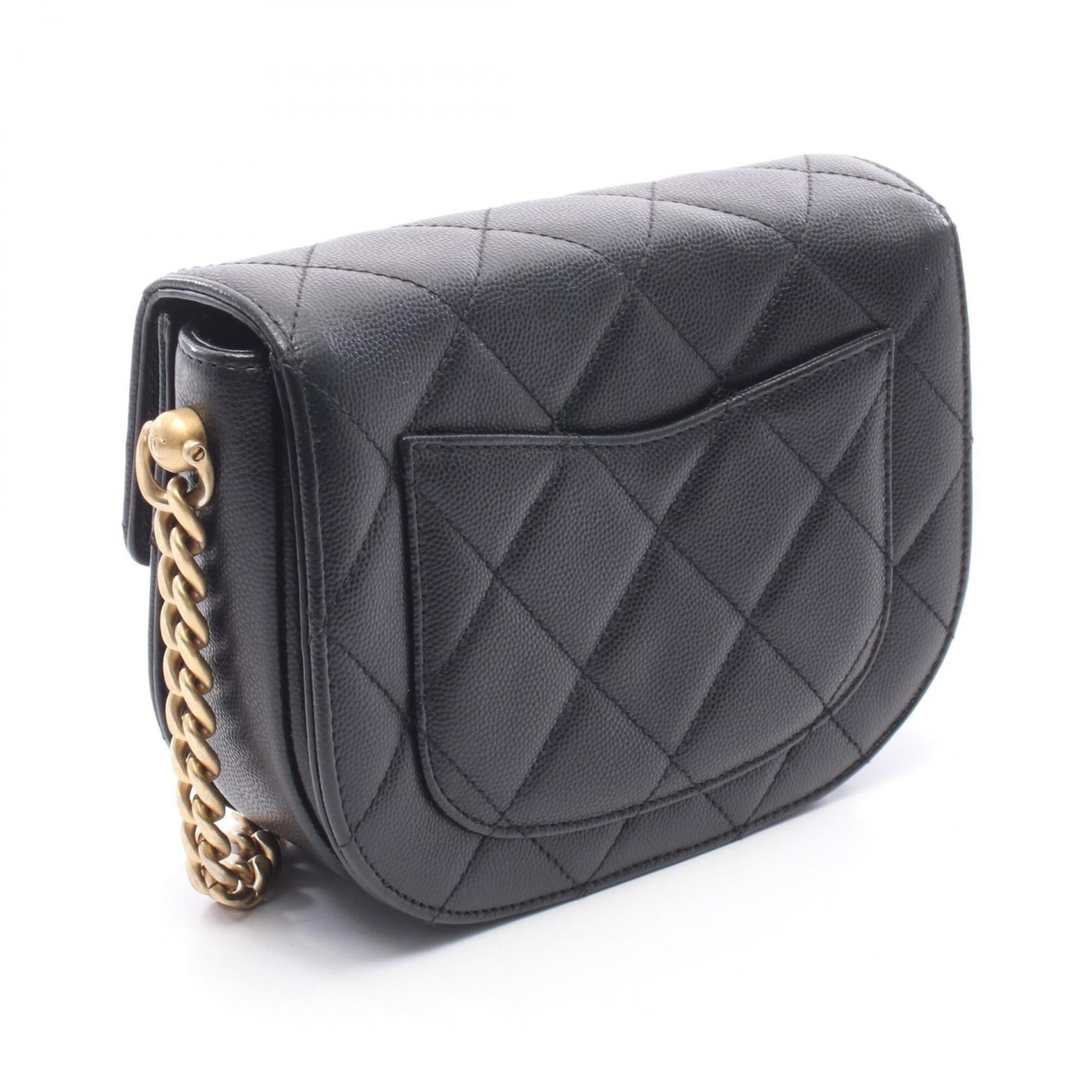 Chanel Black Grained Calfskin Handbag Shoulder Bag (Pre-Owned)
