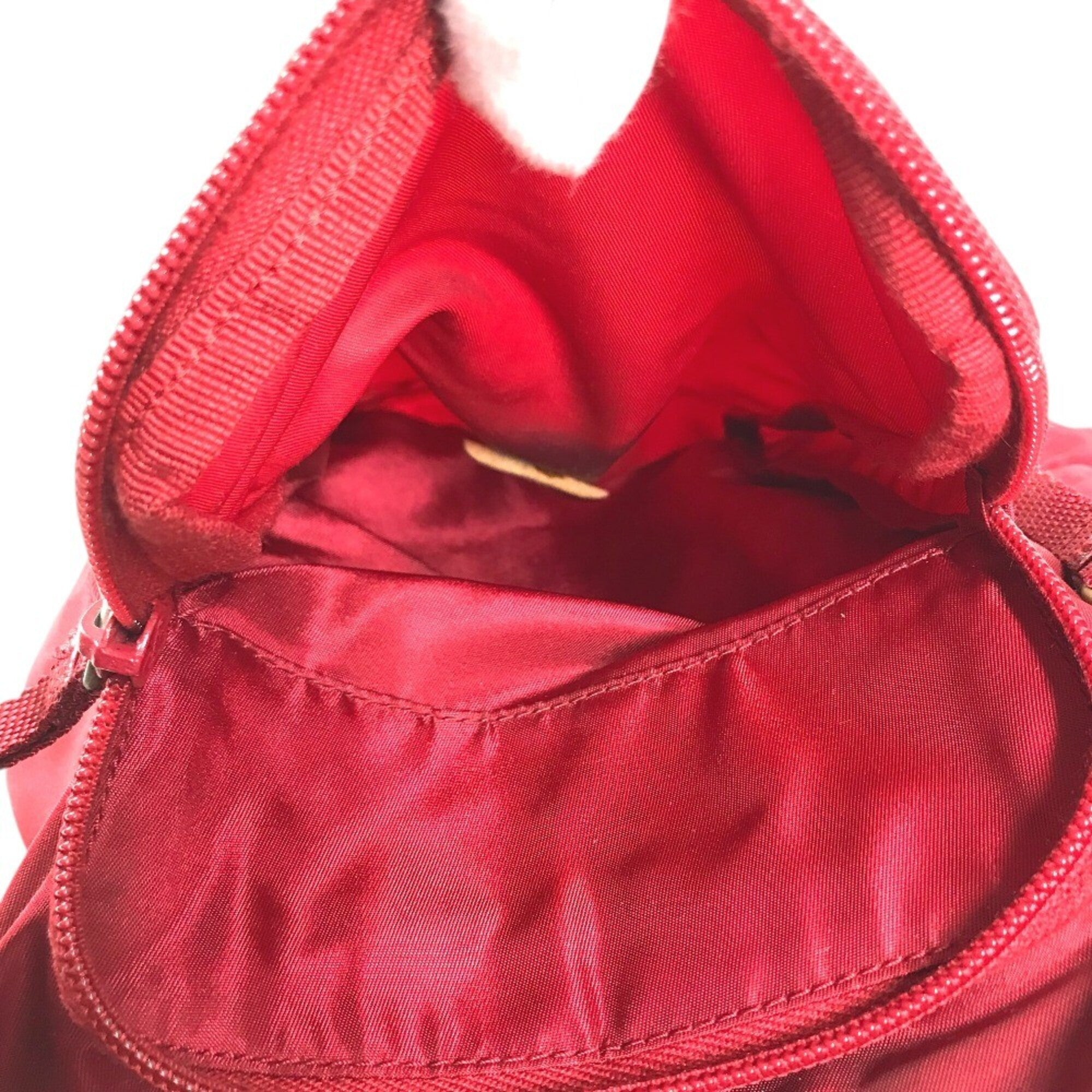Prada Bordeaux Red Color Nylon Shoulder Bag (Pre-Owned)